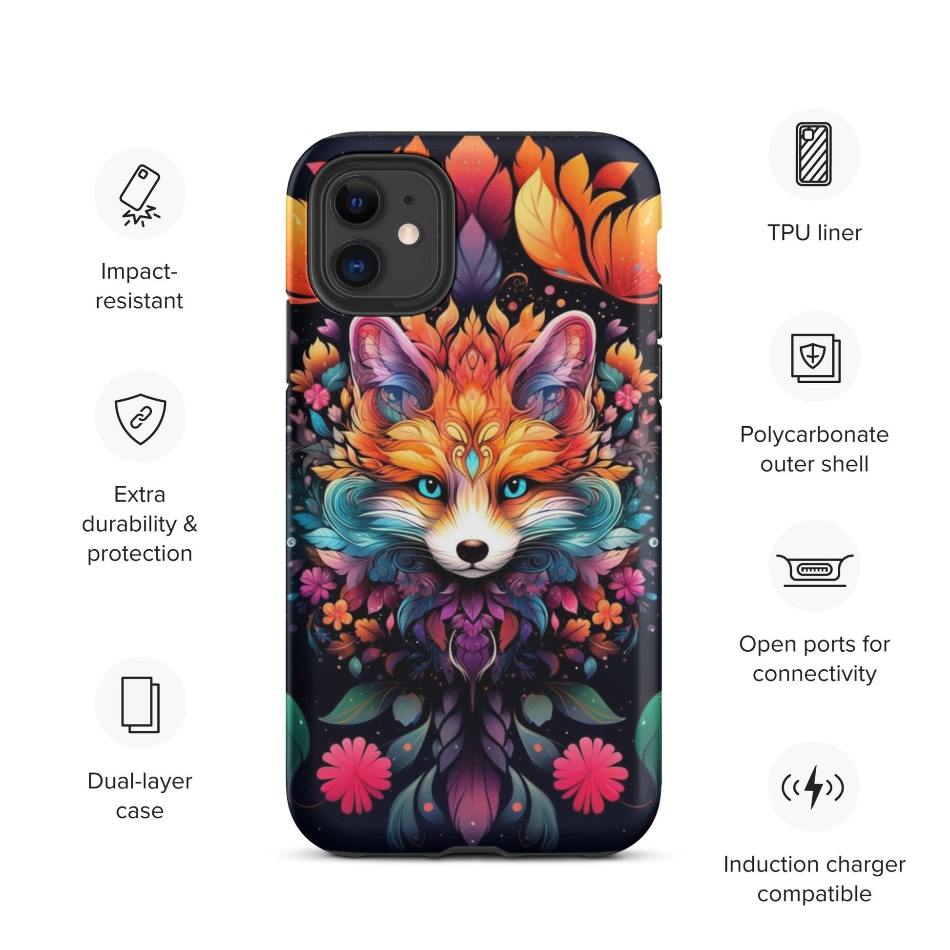 Fox phone case, popular phone case, trending phone case, animal phone case, Mandala phone case, colorful phone case, Case for iPhone®