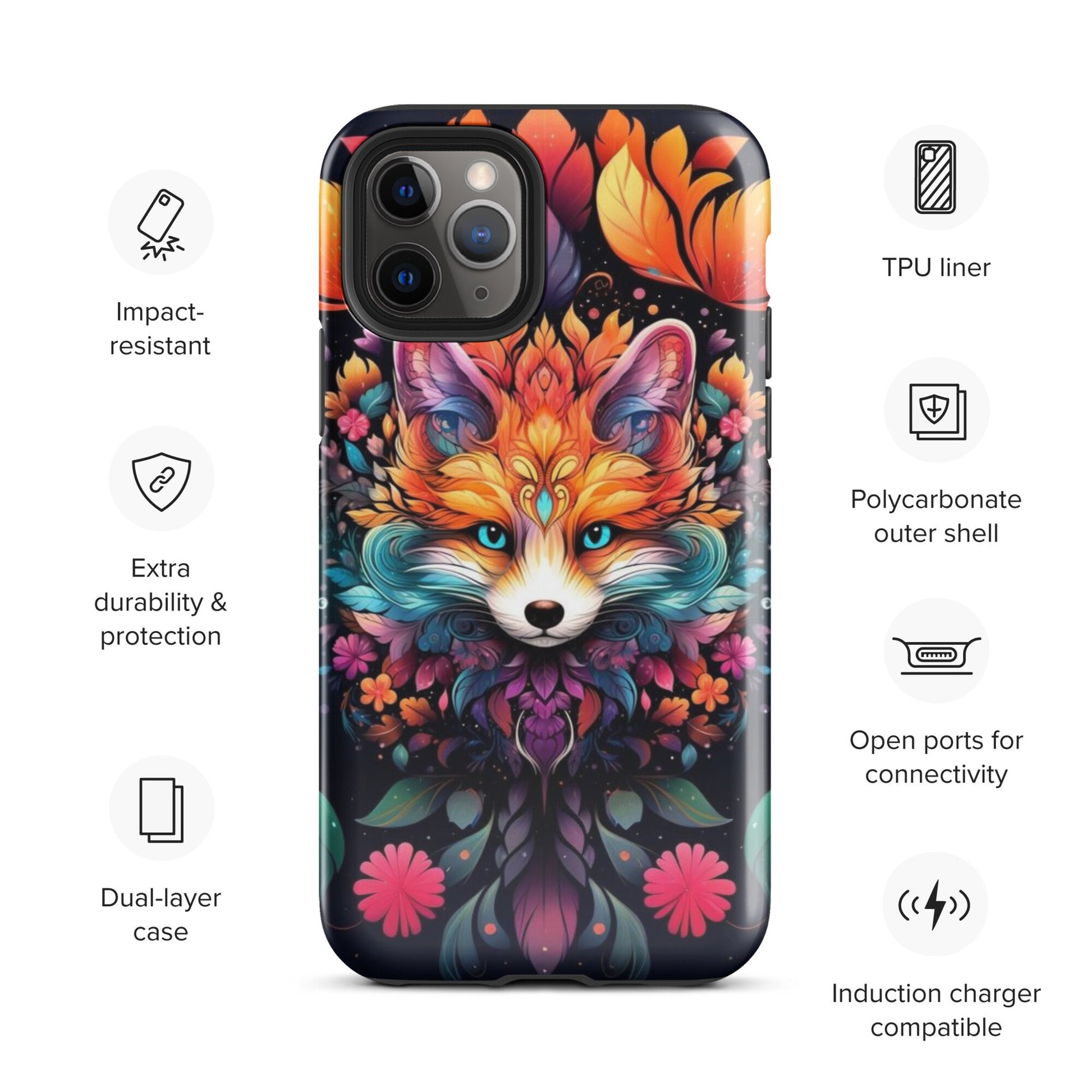 Fox phone case, popular phone case, trending phone case, animal phone case, Mandala phone case, colorful phone case, Case for iPhone®