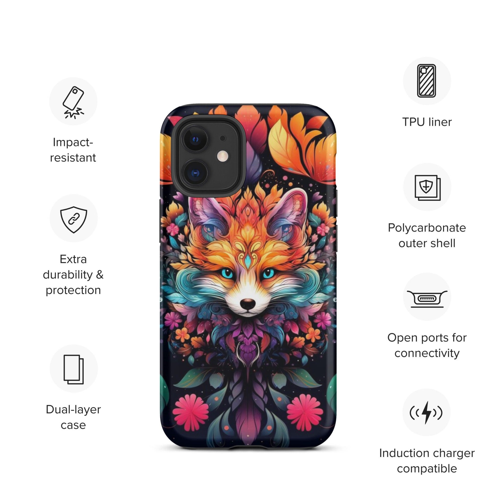 Fox phone case, popular phone case, trending phone case, animal phone case, Mandala phone case, colorful phone case, Case for iPhone®