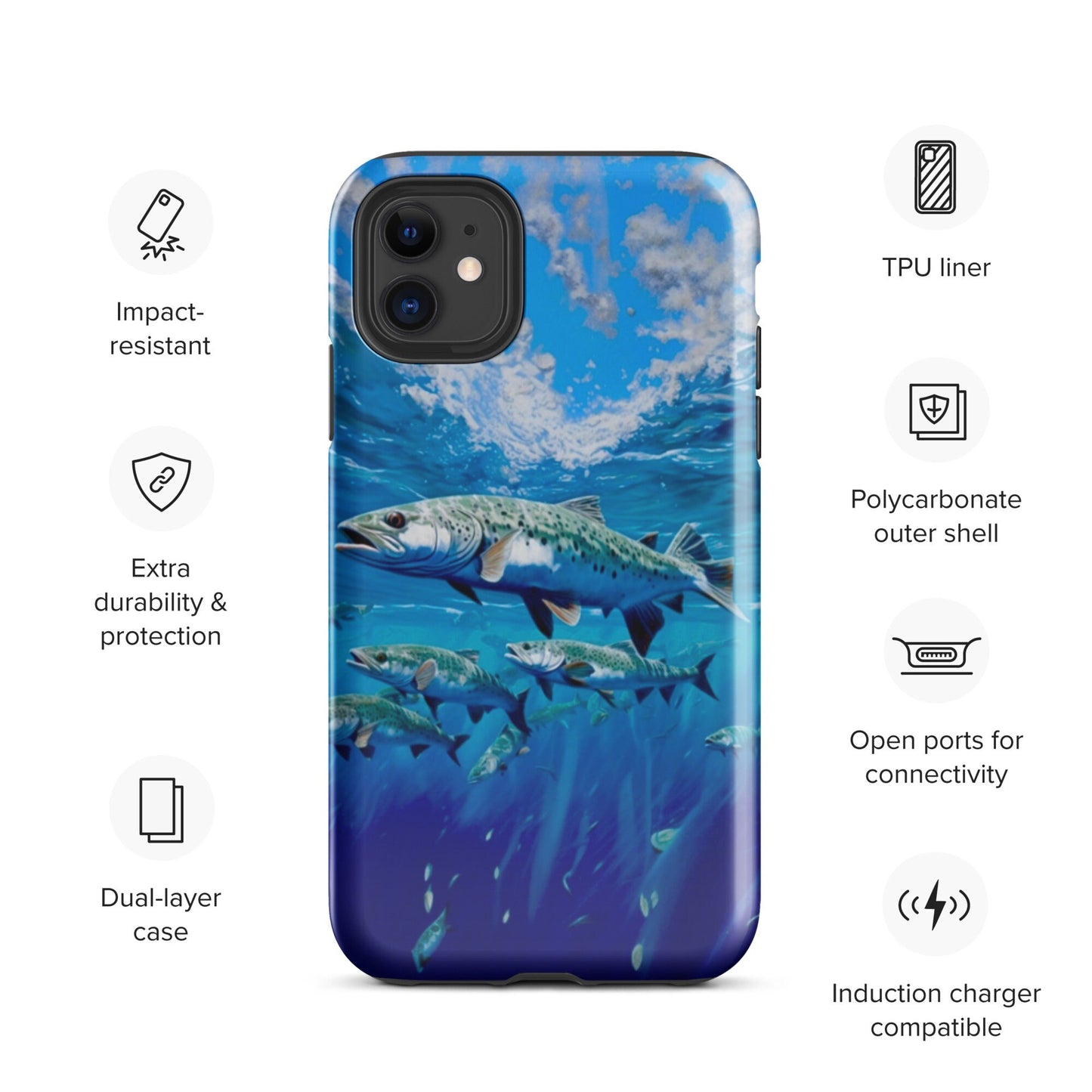 Fish phone case, iphone fish cell phone case, Trout phone case, fishing phone case for him, popular phone case, Tough Case for iPhone®