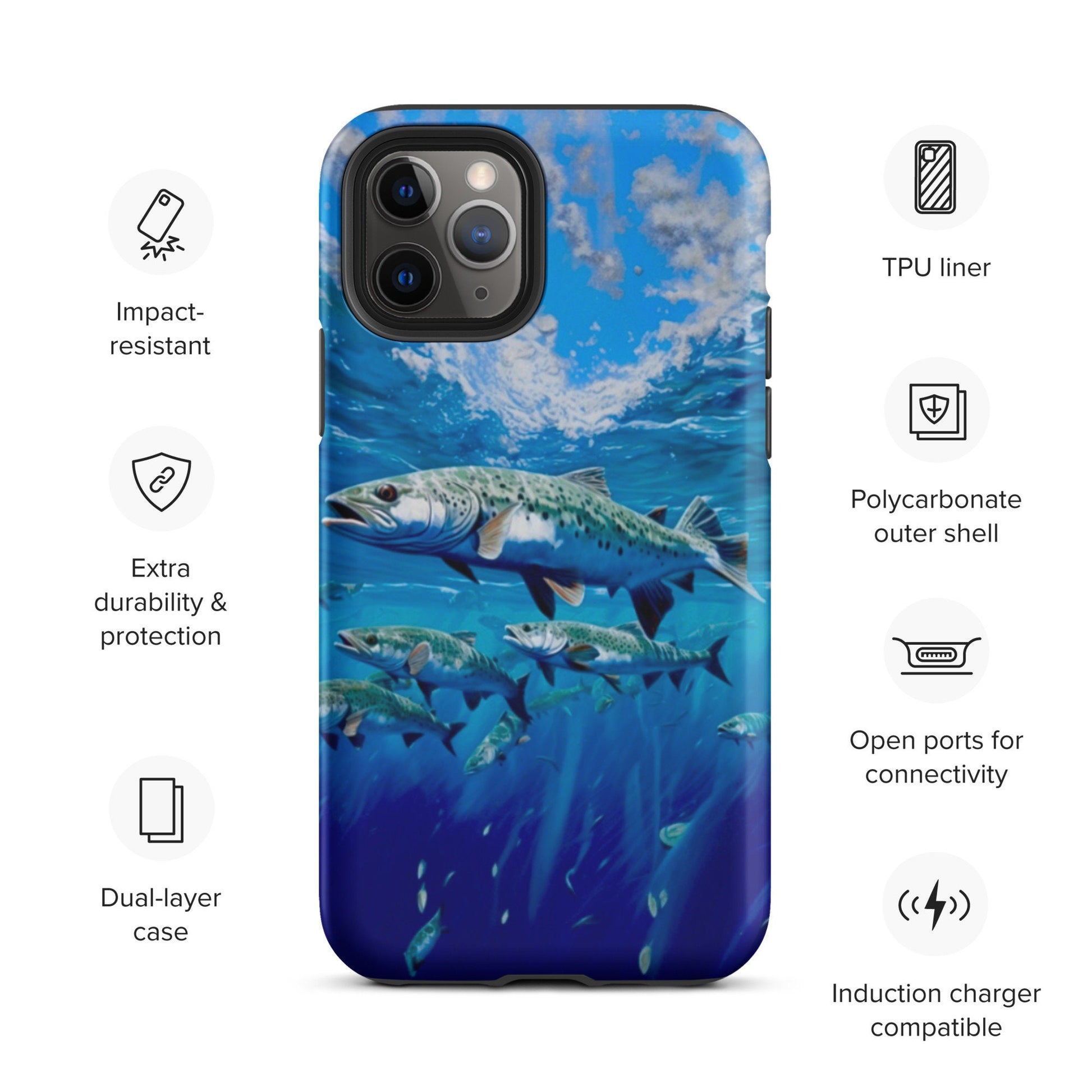 Fish phone case, iphone fish cell phone case, Trout phone case, fishing phone case for him, popular phone case, Tough Case for iPhone®