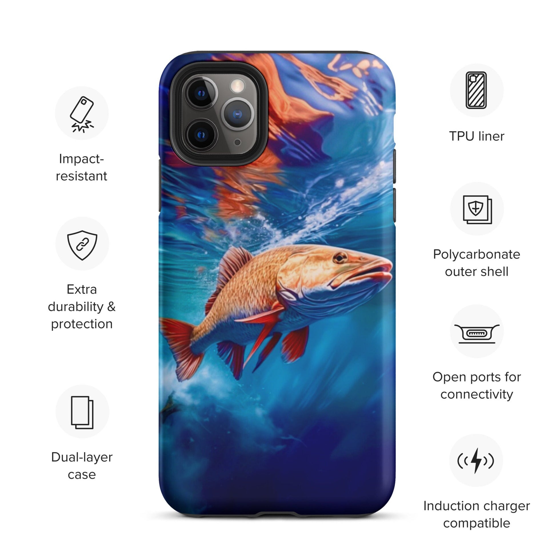 Fish cell phone case, iphone fish cell phone cover, fishing cell phone case, phone case for him, Tough Case for iPhone®