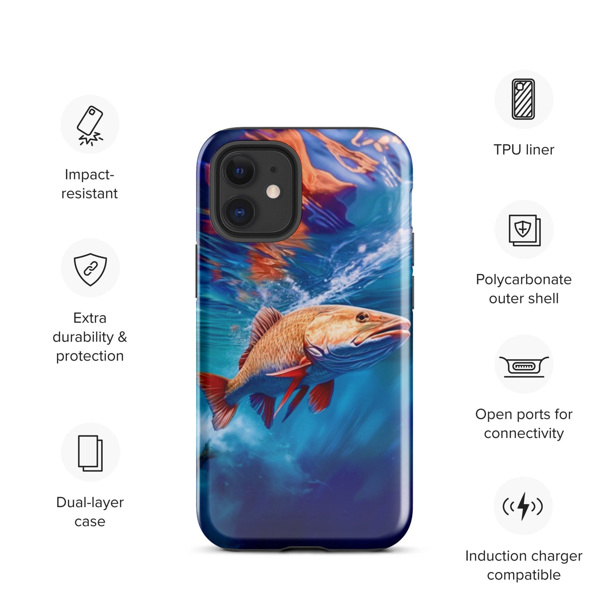 Fish cell phone case, iphone fish cell phone cover, fishing cell phone case, phone case for him, Tough Case for iPhone®