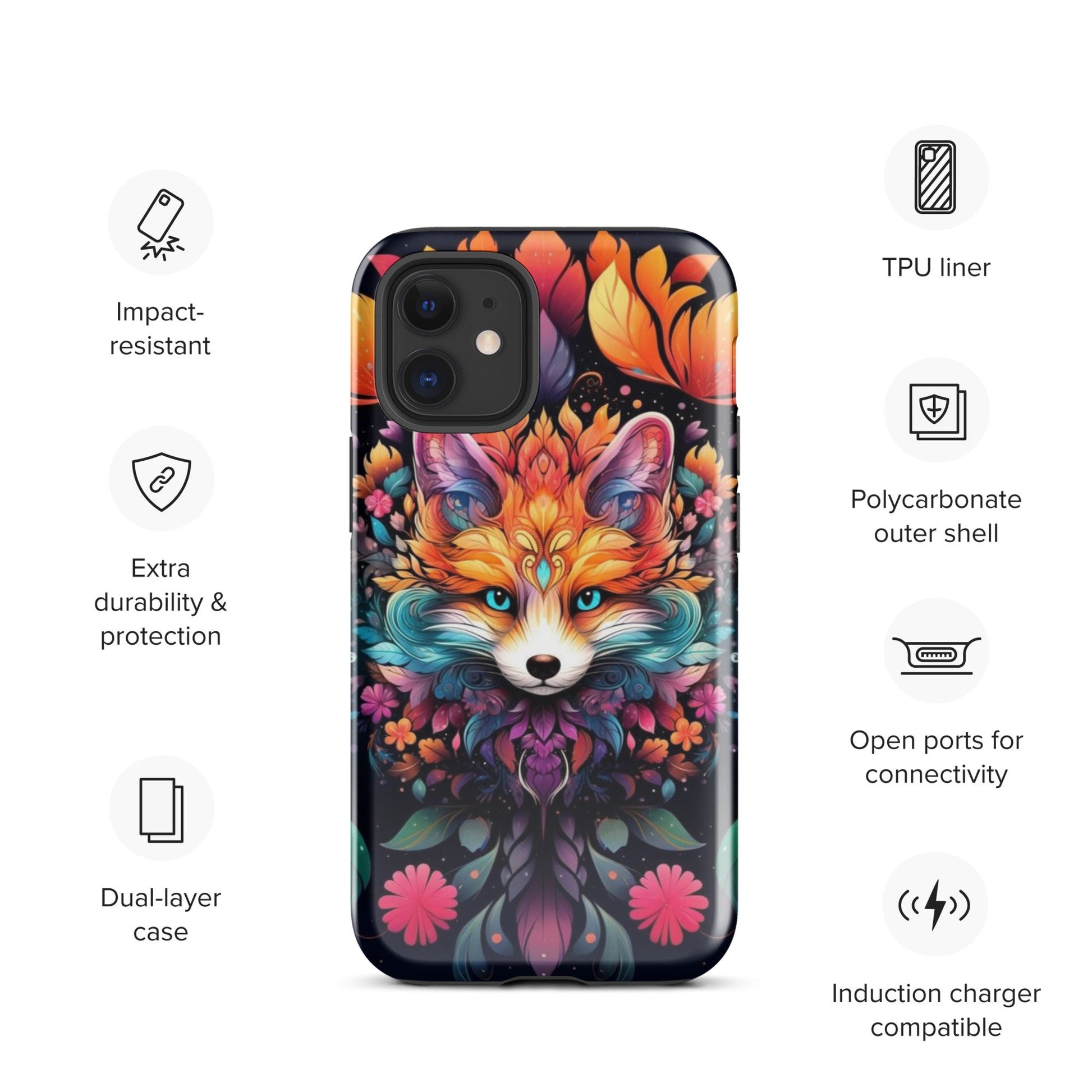 Fox phone case, popular phone case, trending phone case, animal phone case, Mandala phone case, colorful phone case, Case for iPhone®