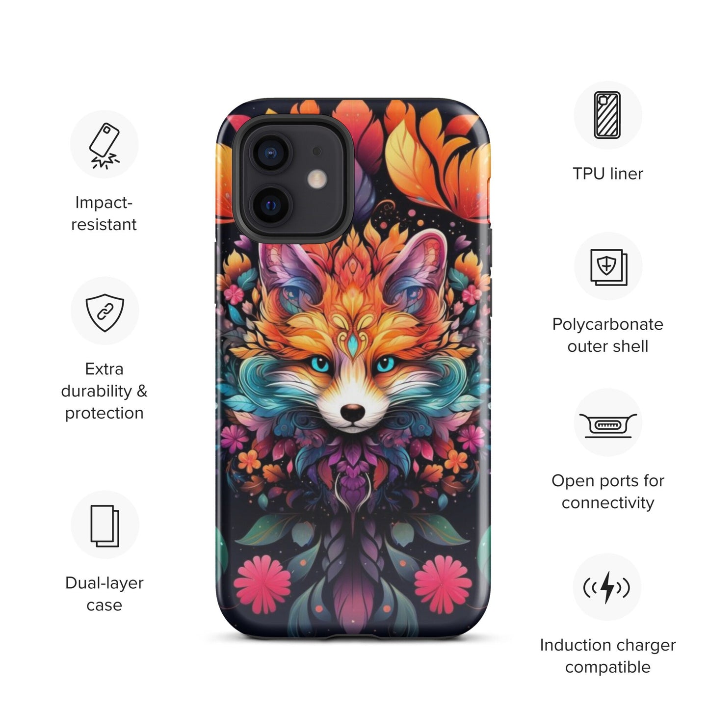 Fox phone case, popular phone case, trending phone case, animal phone case, Mandala phone case, colorful phone case, Case for iPhone®