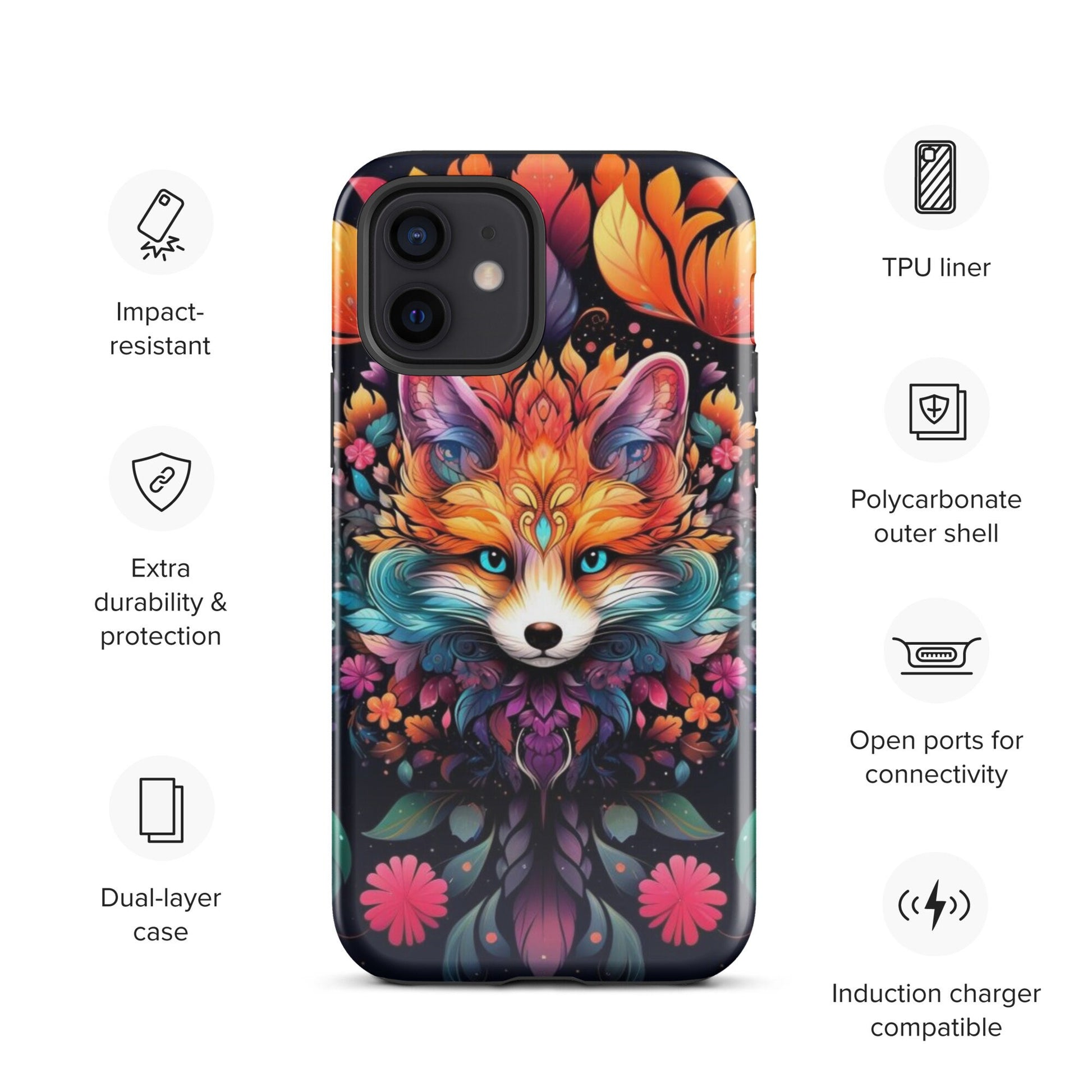 Fox phone case, popular phone case, trending phone case, animal phone case, Mandala phone case, colorful phone case, Case for iPhone®