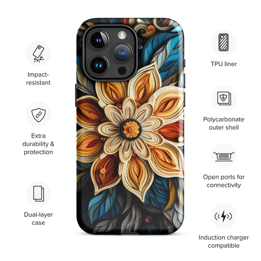 Flower phone case, Mandala phone case, Iphone 15, iphone 14, Tough Case for iPhone®, popular phone case, trending phone case, phone case