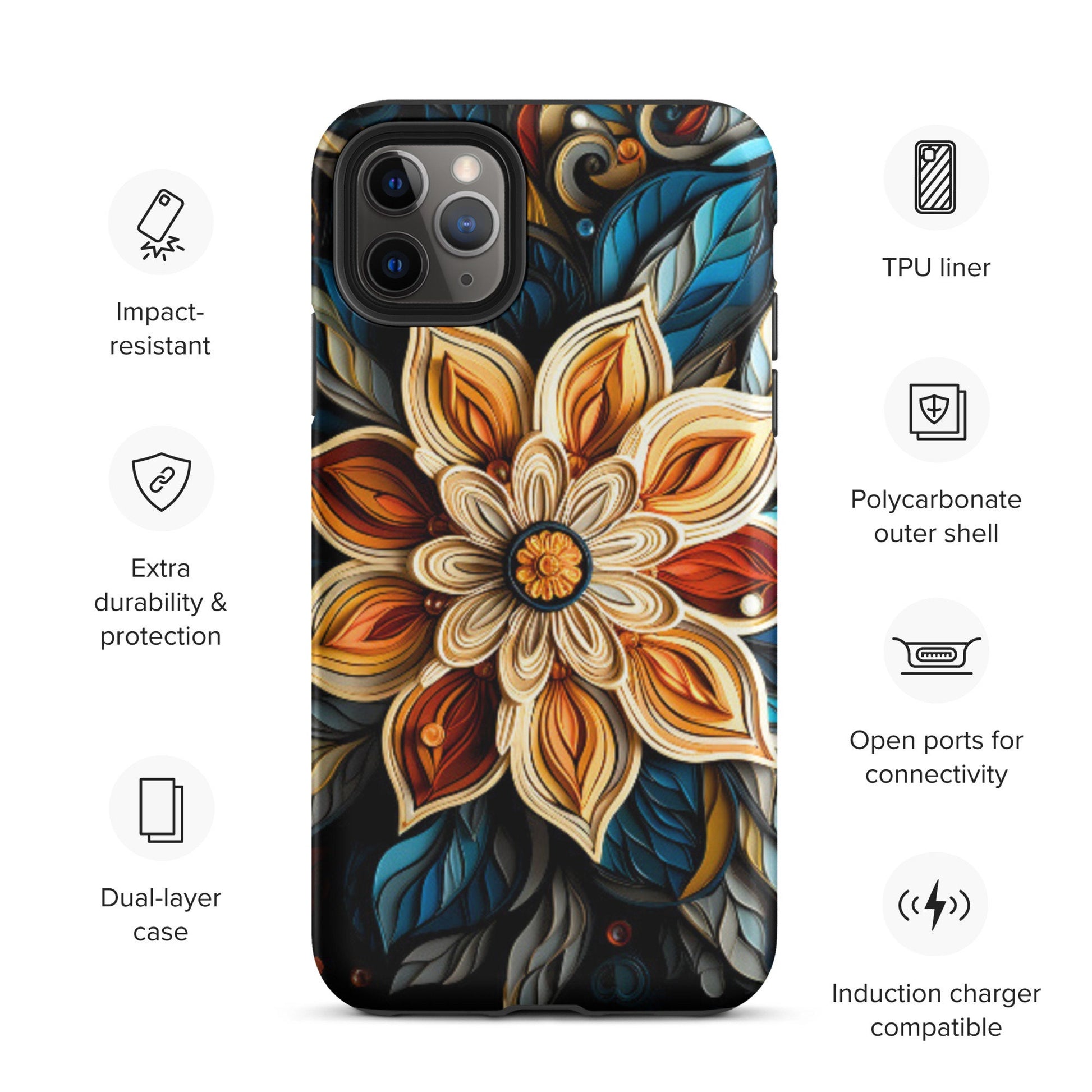 Flower phone case, Mandala phone case, Iphone 15, iphone 14, Tough Case for iPhone®, popular phone case, trending phone case, phone case