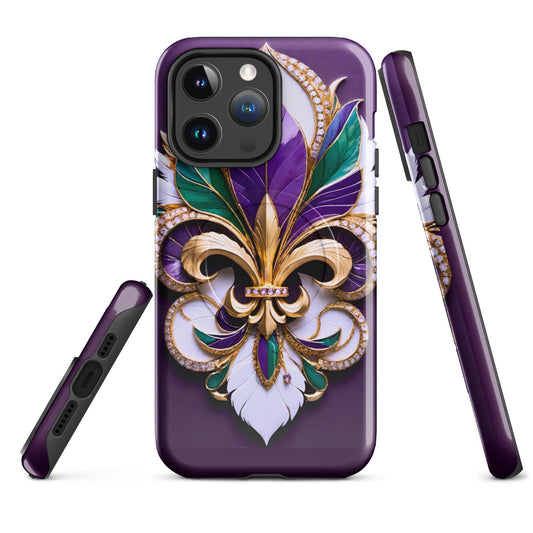 MagSafe® tough case for iPhone®, Mardi Gras , New Orleans, Nola, Fleur de lis, Carnival phone Case, Iphone 16, Iphone 16 max, iphone 16 pro