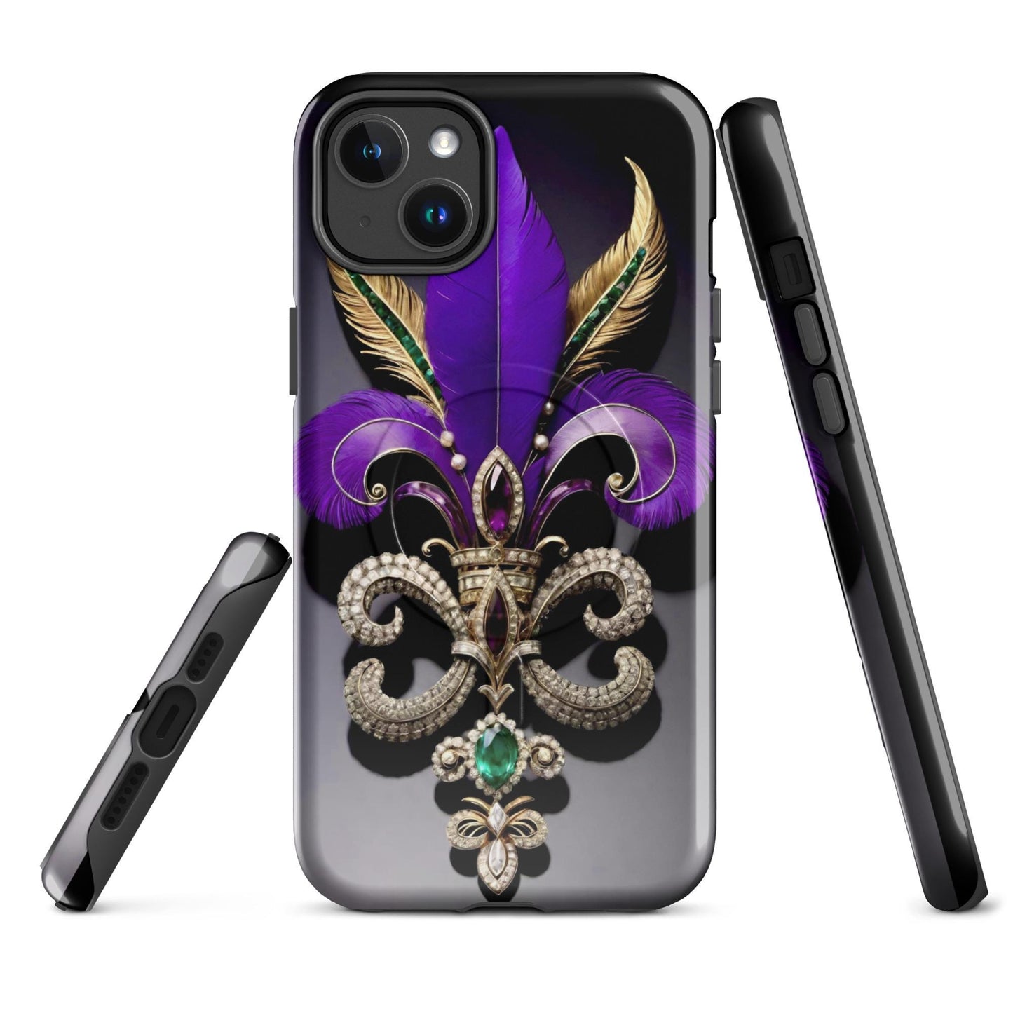 MagSafe® tough case for iPhone®, Mardi Gras , New Orleans, Nola, Fleur de lis, Carnival phone Case, Iphone 16, Iphone 16 max, iphone 16 pro
