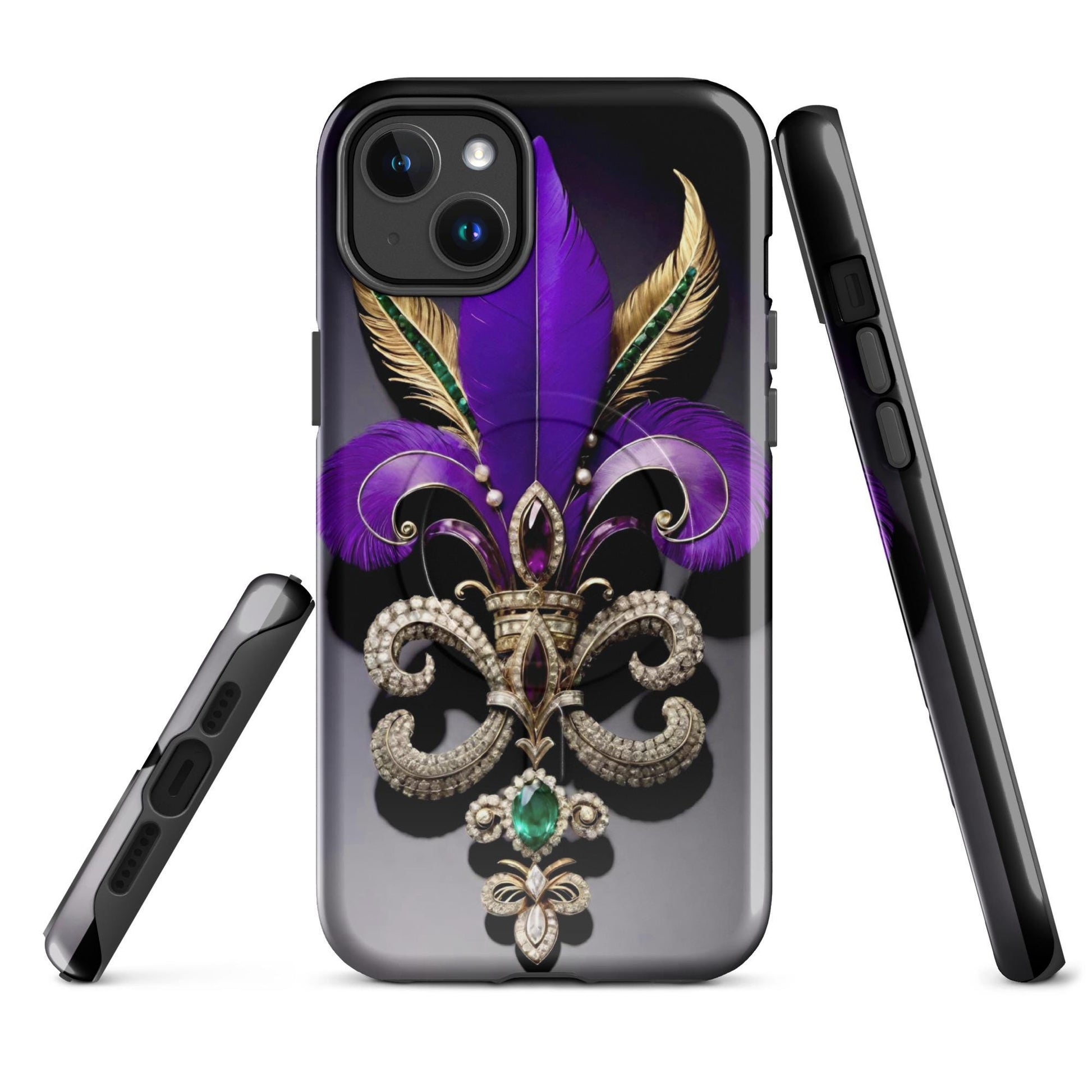 MagSafe® tough case for iPhone®, Mardi Gras , New Orleans, Nola, Fleur de lis, Carnival phone Case, Iphone 16, Iphone 16 max, iphone 16 pro