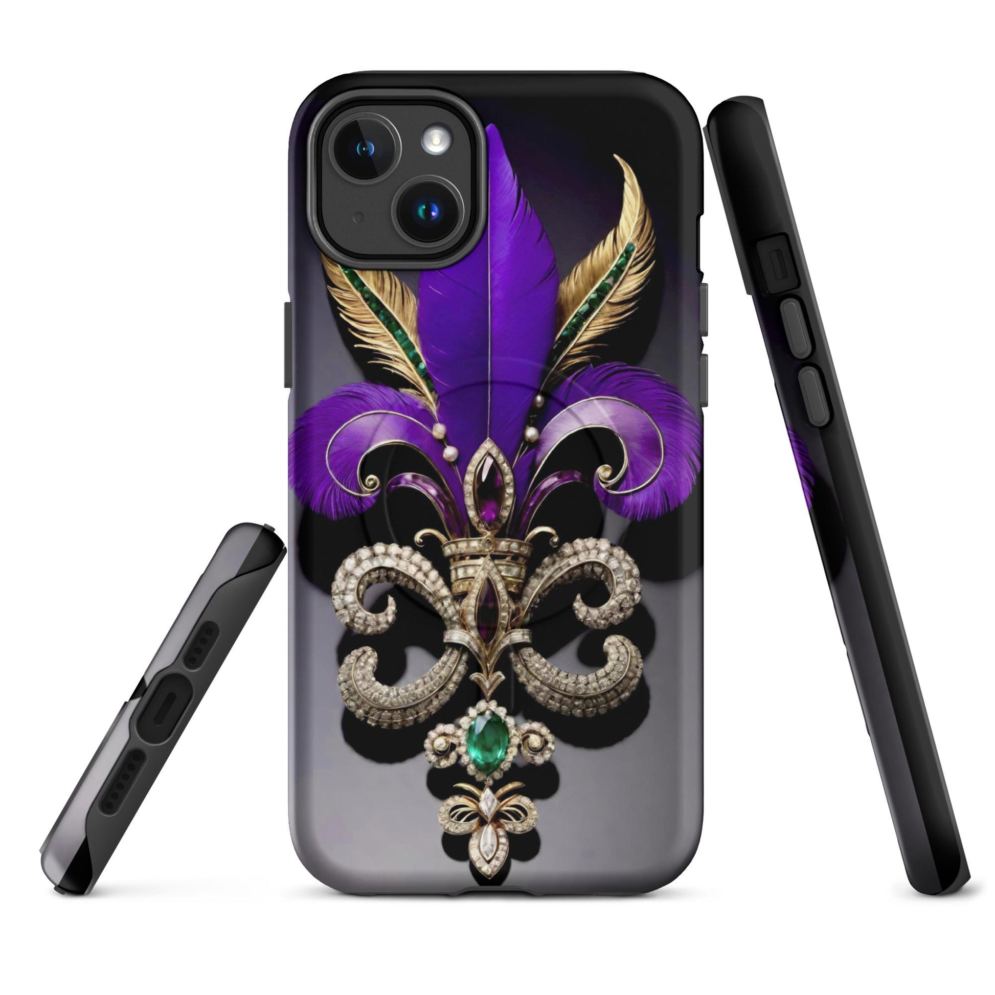 MagSafe® tough case for iPhone®, Mardi Gras , New Orleans, Nola, Fleur de lis, Carnival phone Case, Iphone 16, Iphone 16 max, iphone 16 pro