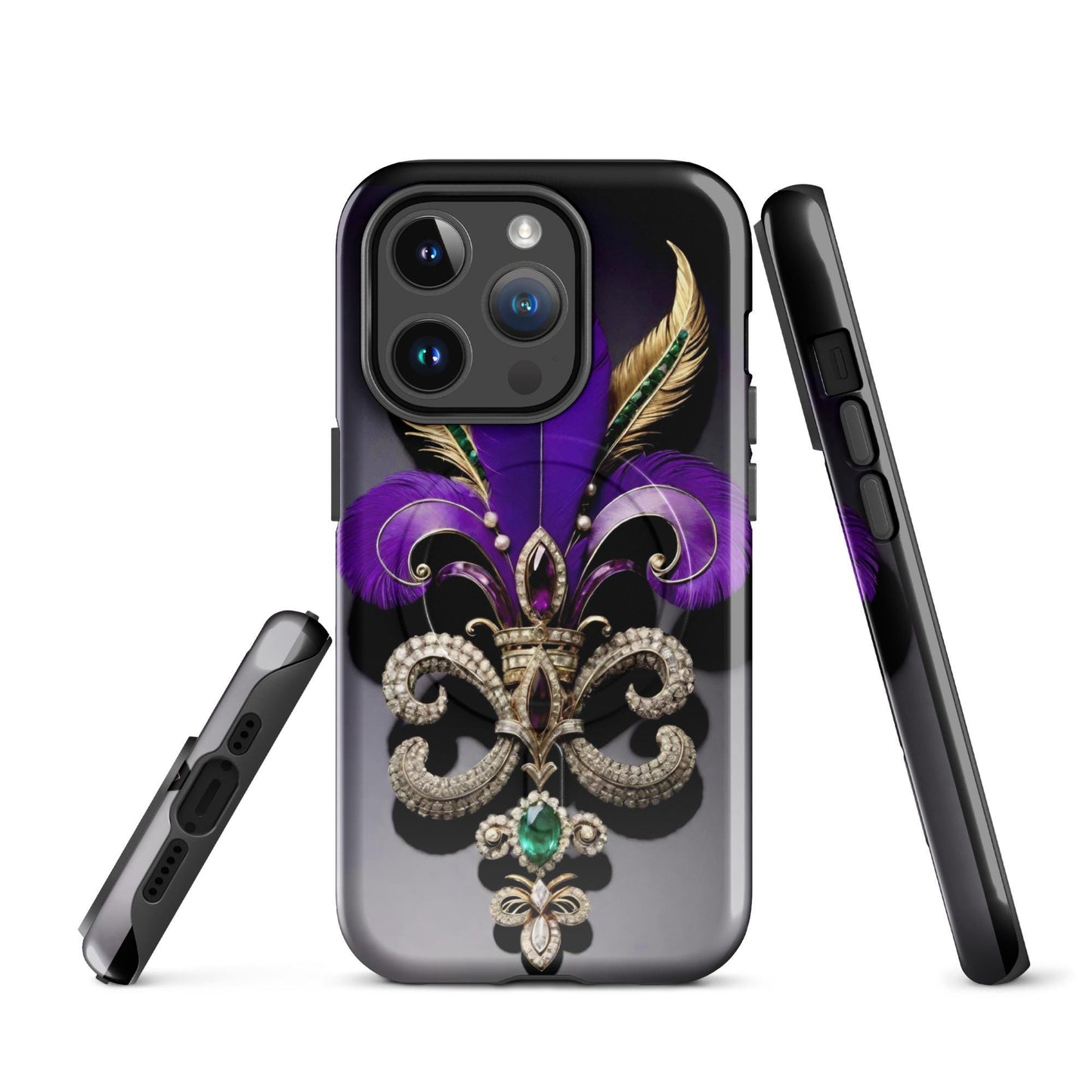 MagSafe® tough case for iPhone®, Mardi Gras , New Orleans, Nola, Fleur de lis, Carnival phone Case, Iphone 16, Iphone 16 max, iphone 16 pro