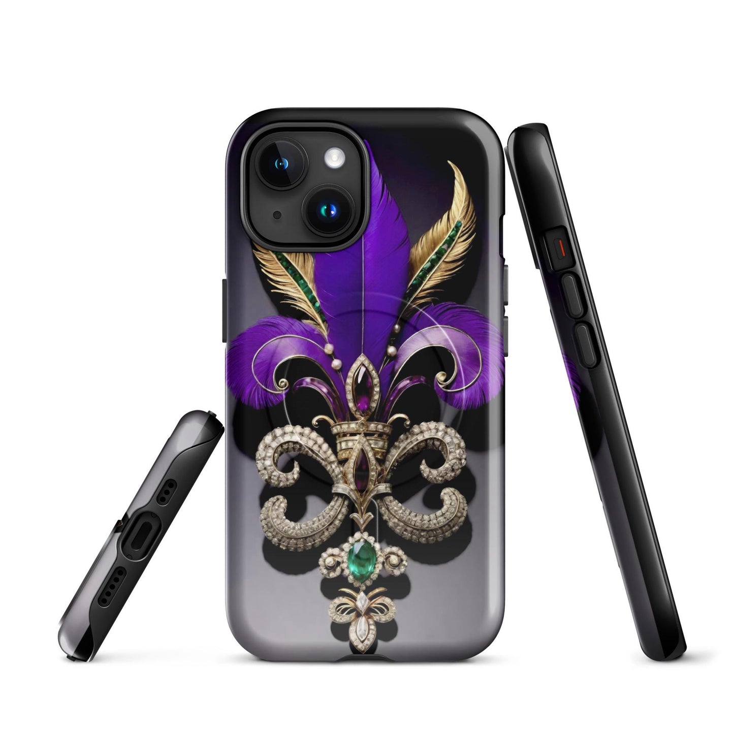 MagSafe® tough case for iPhone®, Mardi Gras , New Orleans, Nola, Fleur de lis, Carnival phone Case, Iphone 16, Iphone 16 max, iphone 16 pro