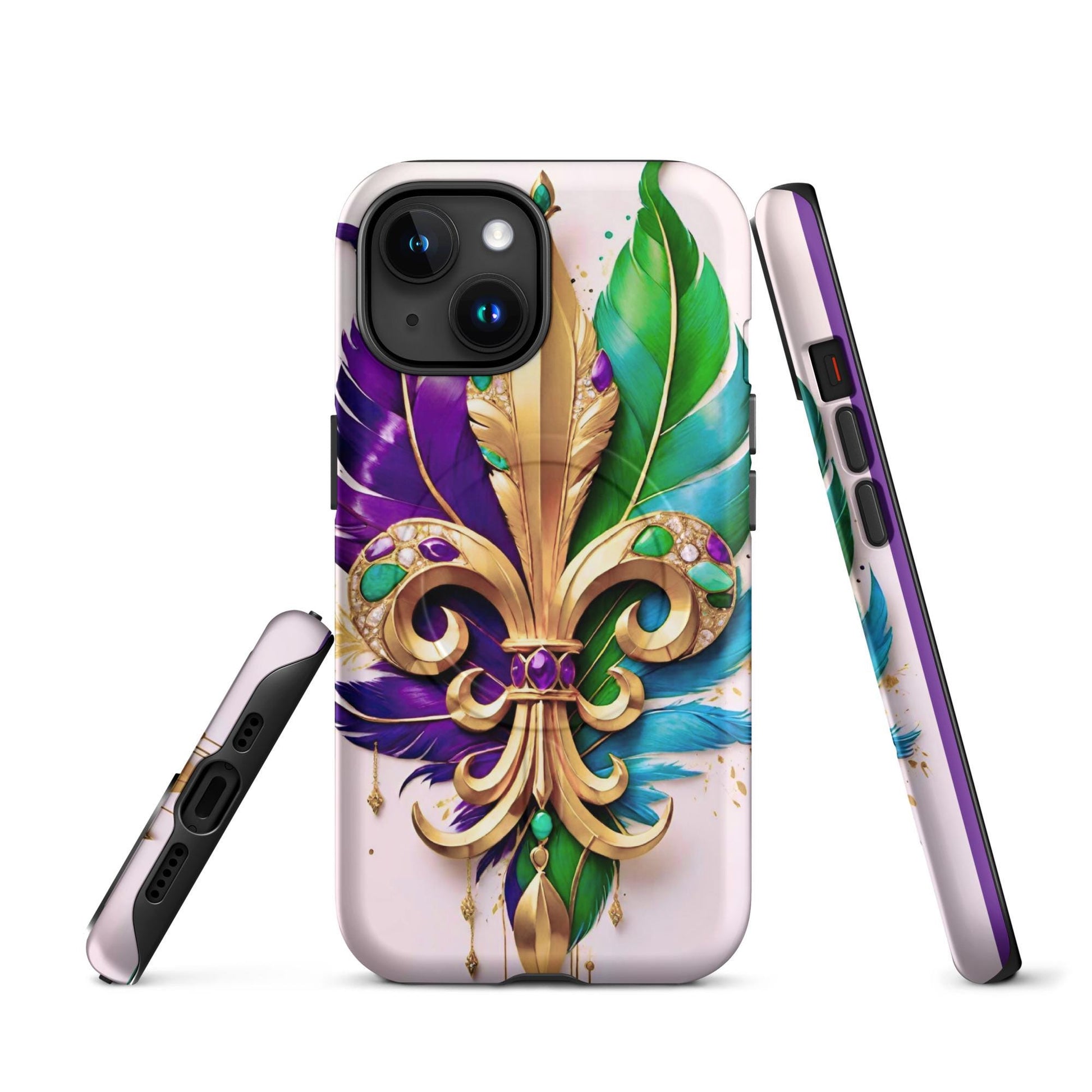 MagSafe® tough case for iPhone®, Mardi Gras , New Orleans, Nola, Fleur de lis, Carnival phone Case, Iphone 16, Iphone 16 max, iphone 16 pro
