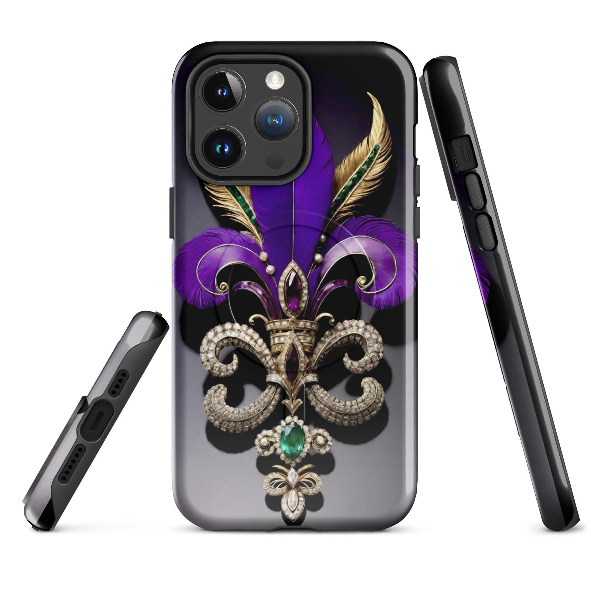 MagSafe® tough case for iPhone®, Mardi Gras , New Orleans, Nola, Fleur de lis, Carnival phone Case, Iphone 16, Iphone 16 max, iphone 16 pro