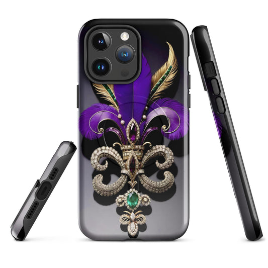 MagSafe® tough case for iPhone®, Mardi Gras , New Orleans, Nola, Fleur de lis, Carnival phone Case, Iphone 16, Iphone 16 max, iphone 16 pro