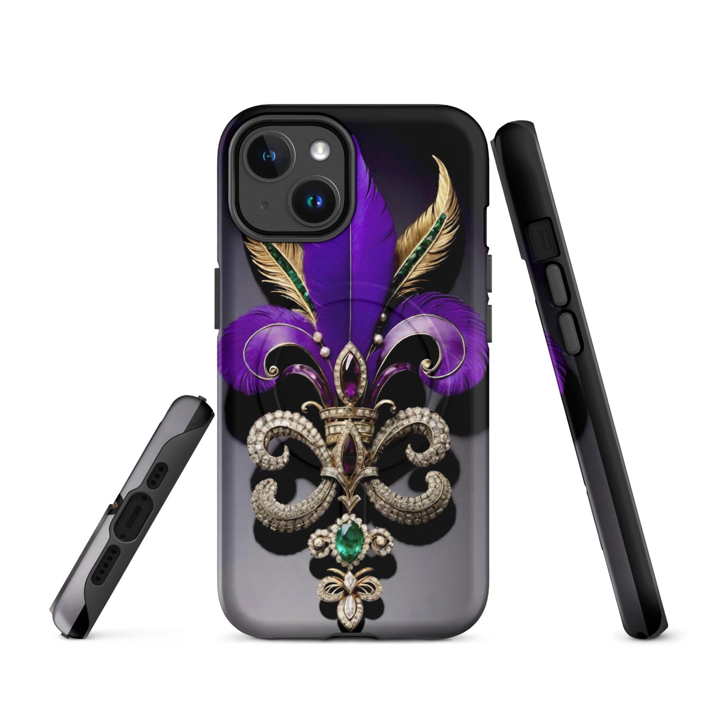 MagSafe® tough case for iPhone®, Mardi Gras , New Orleans, Nola, Fleur de lis, Carnival phone Case, Iphone 16, Iphone 16 max, iphone 16 pro