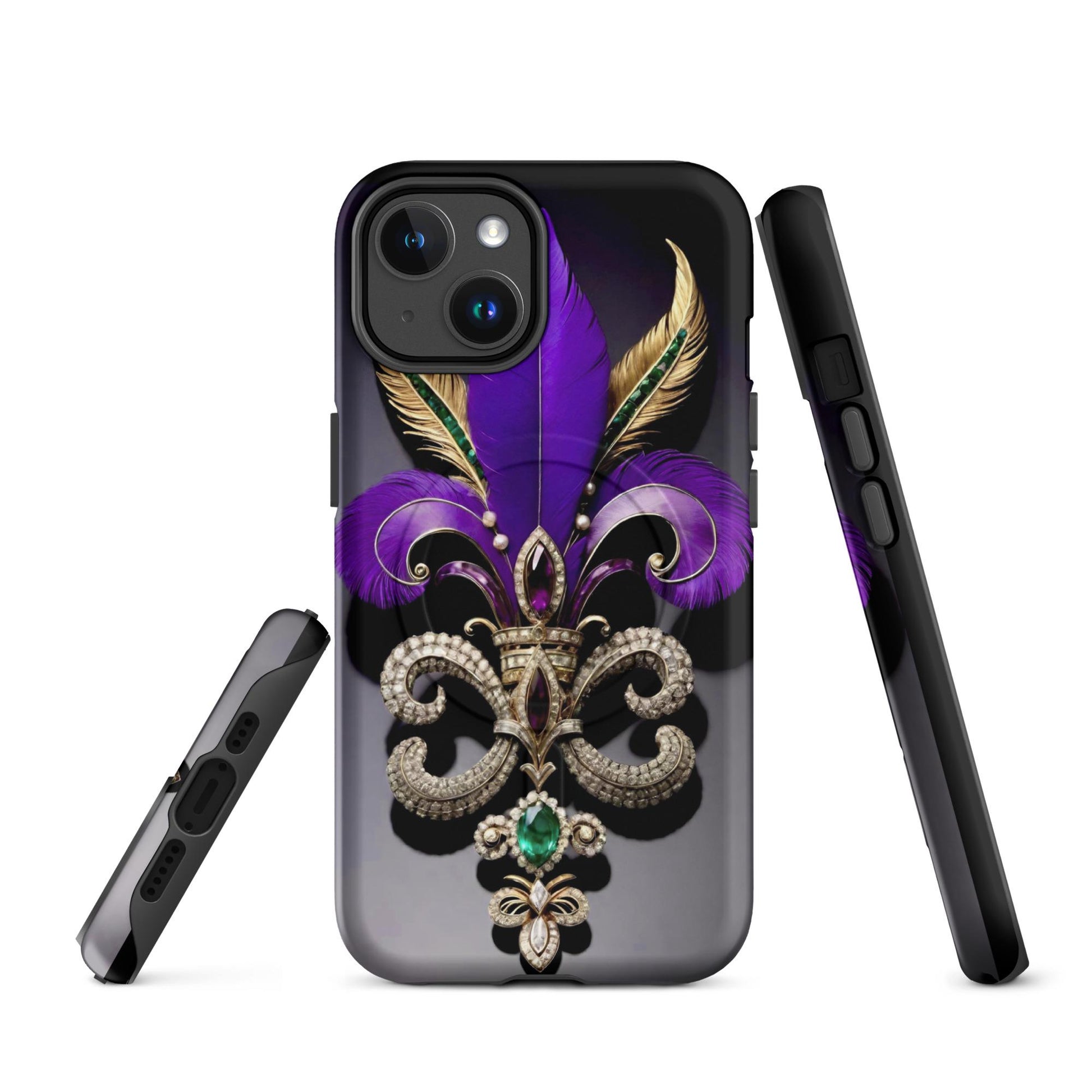 MagSafe® tough case for iPhone®, Mardi Gras , New Orleans, Nola, Fleur de lis, Carnival phone Case, Iphone 16, Iphone 16 max, iphone 16 pro