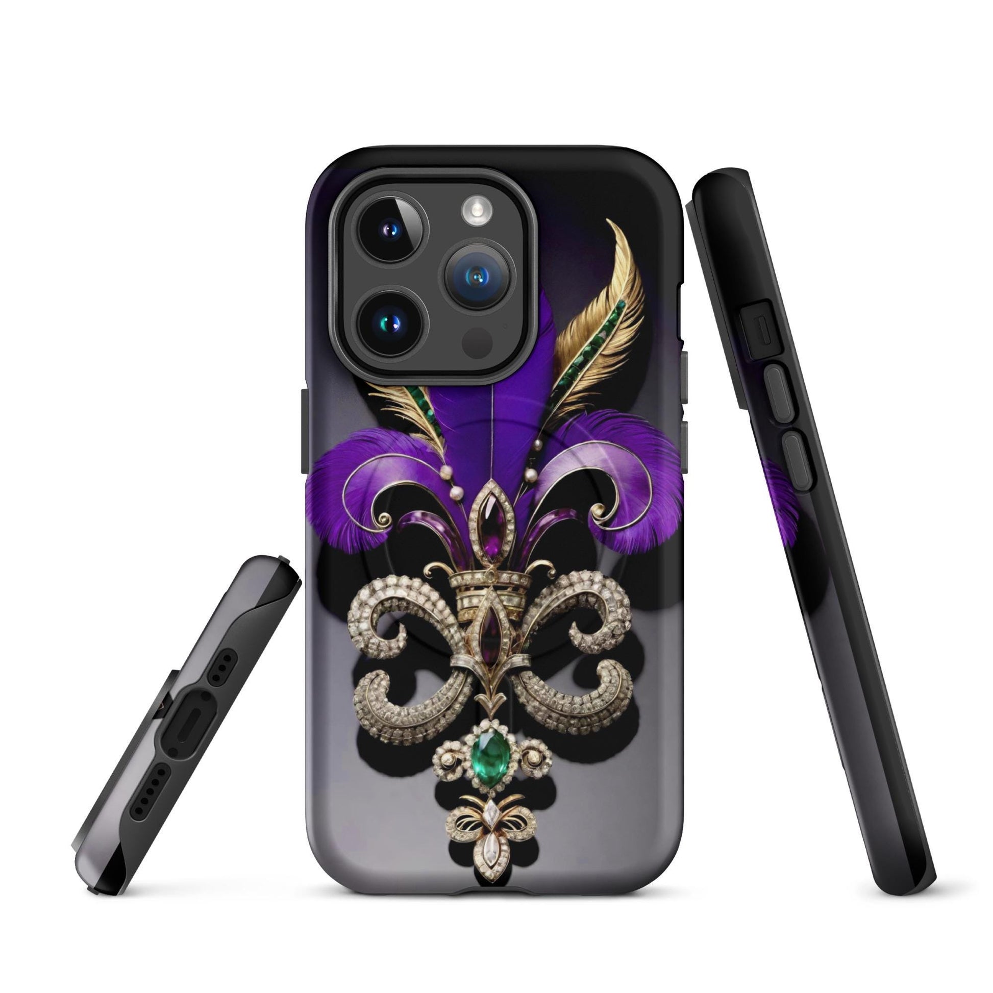 MagSafe® tough case for iPhone®, Mardi Gras , New Orleans, Nola, Fleur de lis, Carnival phone Case, Iphone 16, Iphone 16 max, iphone 16 pro