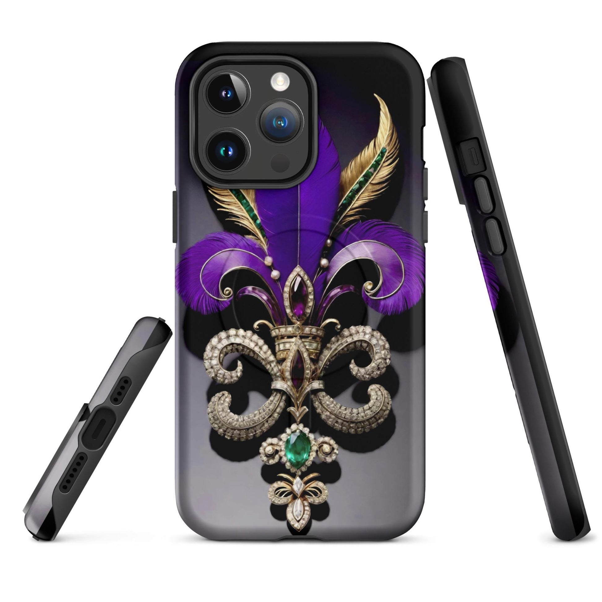MagSafe® tough case for iPhone®, Mardi Gras , New Orleans, Nola, Fleur de lis, Carnival phone Case, Iphone 16, Iphone 16 max, iphone 16 pro