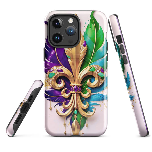 MagSafe® tough case for iPhone®, Mardi Gras , New Orleans, Nola, Fleur de lis, Carnival phone Case, Iphone 16, Iphone 16 max, iphone 16 pro