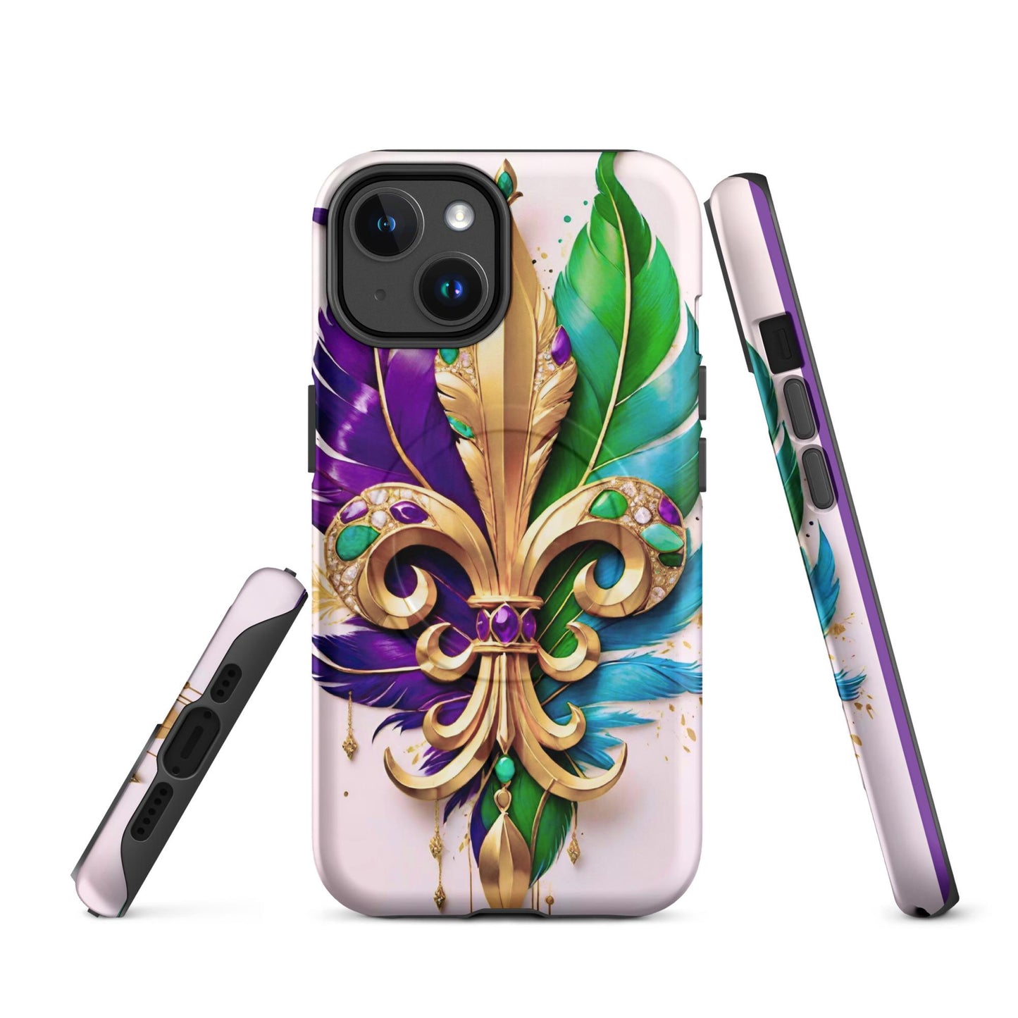 MagSafe® tough case for iPhone®, Mardi Gras , New Orleans, Nola, Fleur de lis, Carnival phone Case, Iphone 16, Iphone 16 max, iphone 16 pro