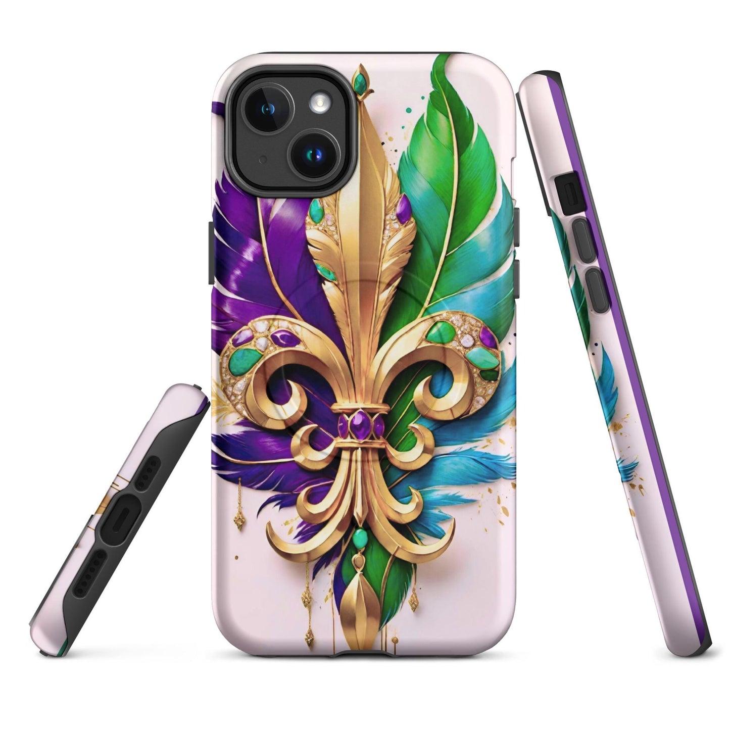 MagSafe® tough case for iPhone®, Mardi Gras , New Orleans, Nola, Fleur de lis, Carnival phone Case, Iphone 16, Iphone 16 max, iphone 16 pro
