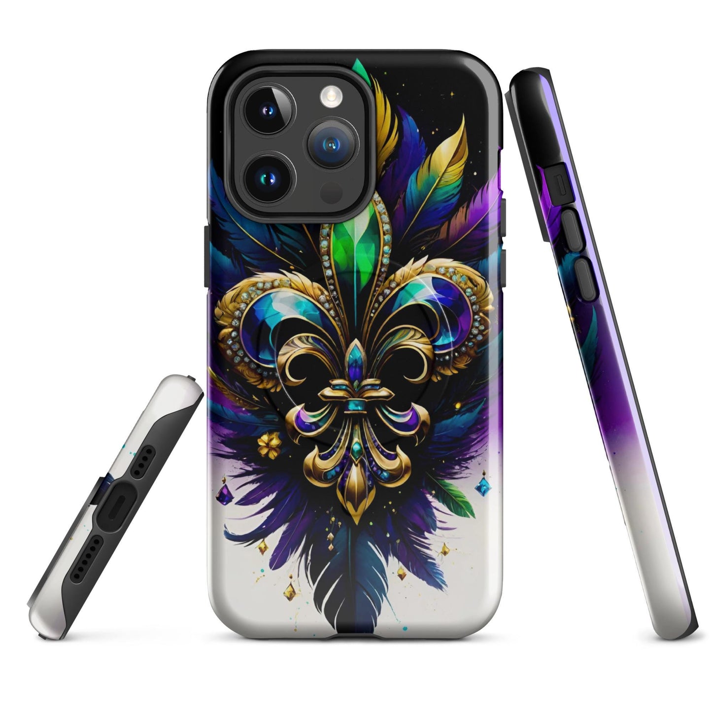 MagSafe® tough case for iPhone®, Mardi Gras , New Orleans, Nola, Fleur de lis, Carnival phone Case, Iphone 16, Iphone 16 max, iphone 16 pro