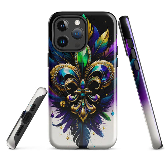 MagSafe® tough case for iPhone®, Mardi Gras , New Orleans, Nola, Fleur de lis, Carnival phone Case, Iphone 16, Iphone 16 max, iphone 16 pro