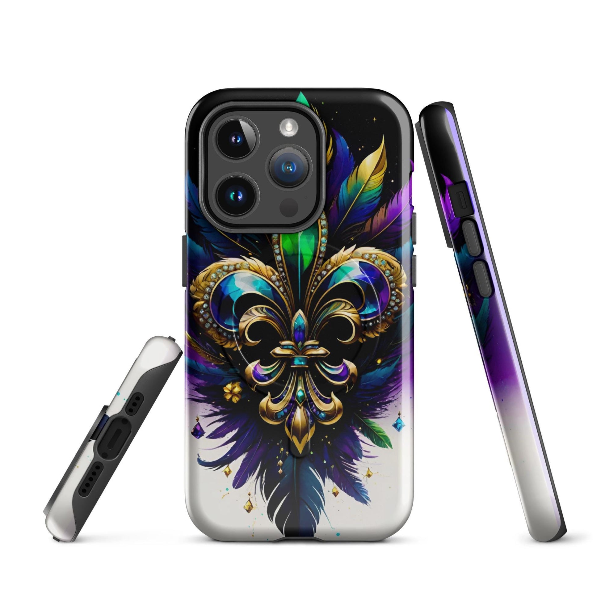 MagSafe® tough case for iPhone®, Mardi Gras , New Orleans, Nola, Fleur de lis, Carnival phone Case, Iphone 16, Iphone 16 max, iphone 16 pro