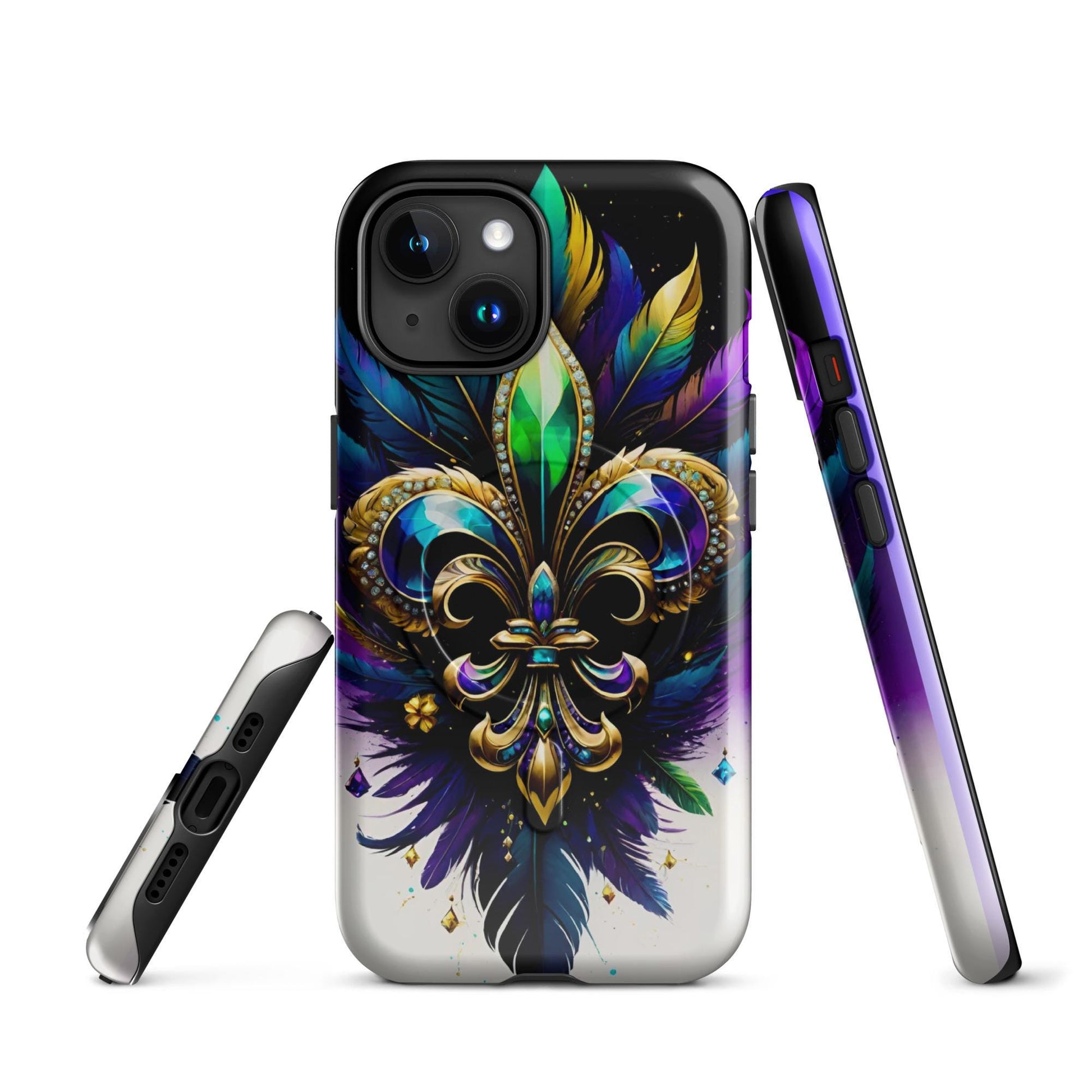 MagSafe® tough case for iPhone®, Mardi Gras , New Orleans, Nola, Fleur de lis, Carnival phone Case, Iphone 16, Iphone 16 max, iphone 16 pro