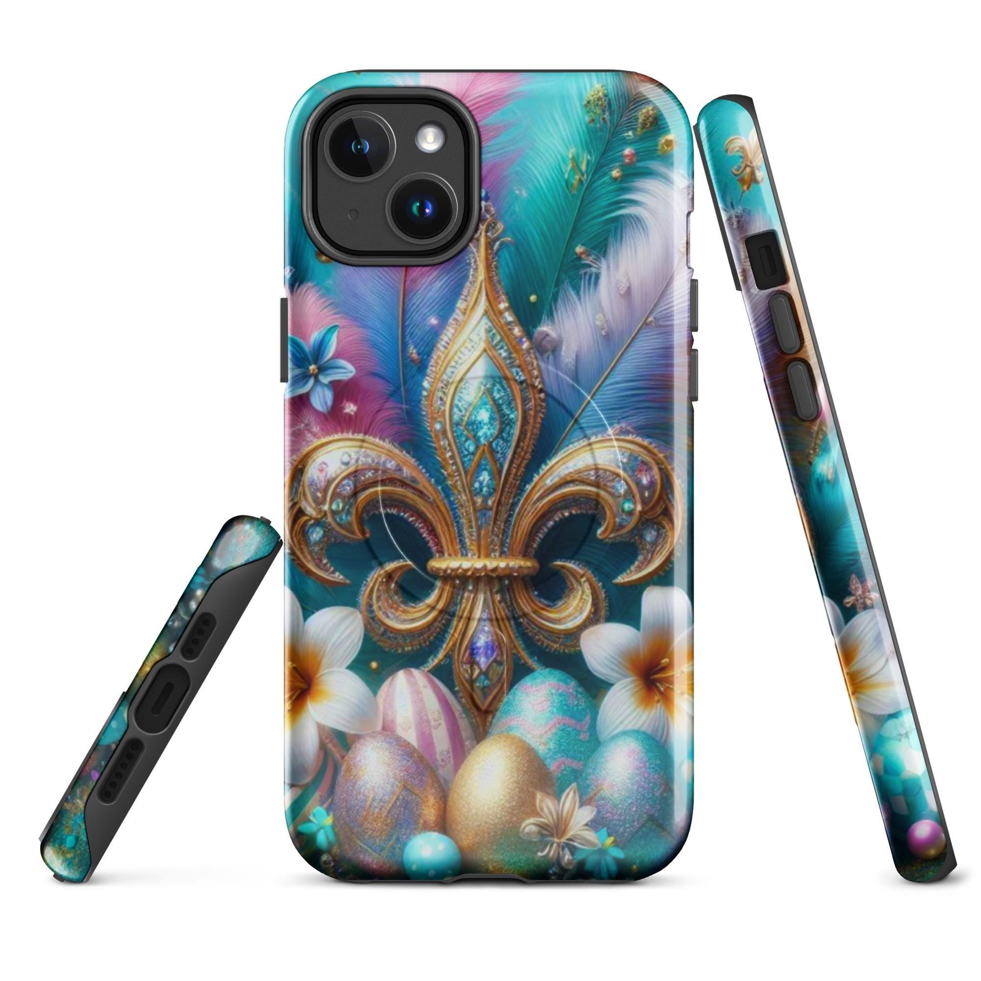 New Orleans Mardi Gras Iphone Case for Easter with Fleur De lis, anutcase, Easter phone case, Happy Easter ,MagSafe® tough case for iPhone®