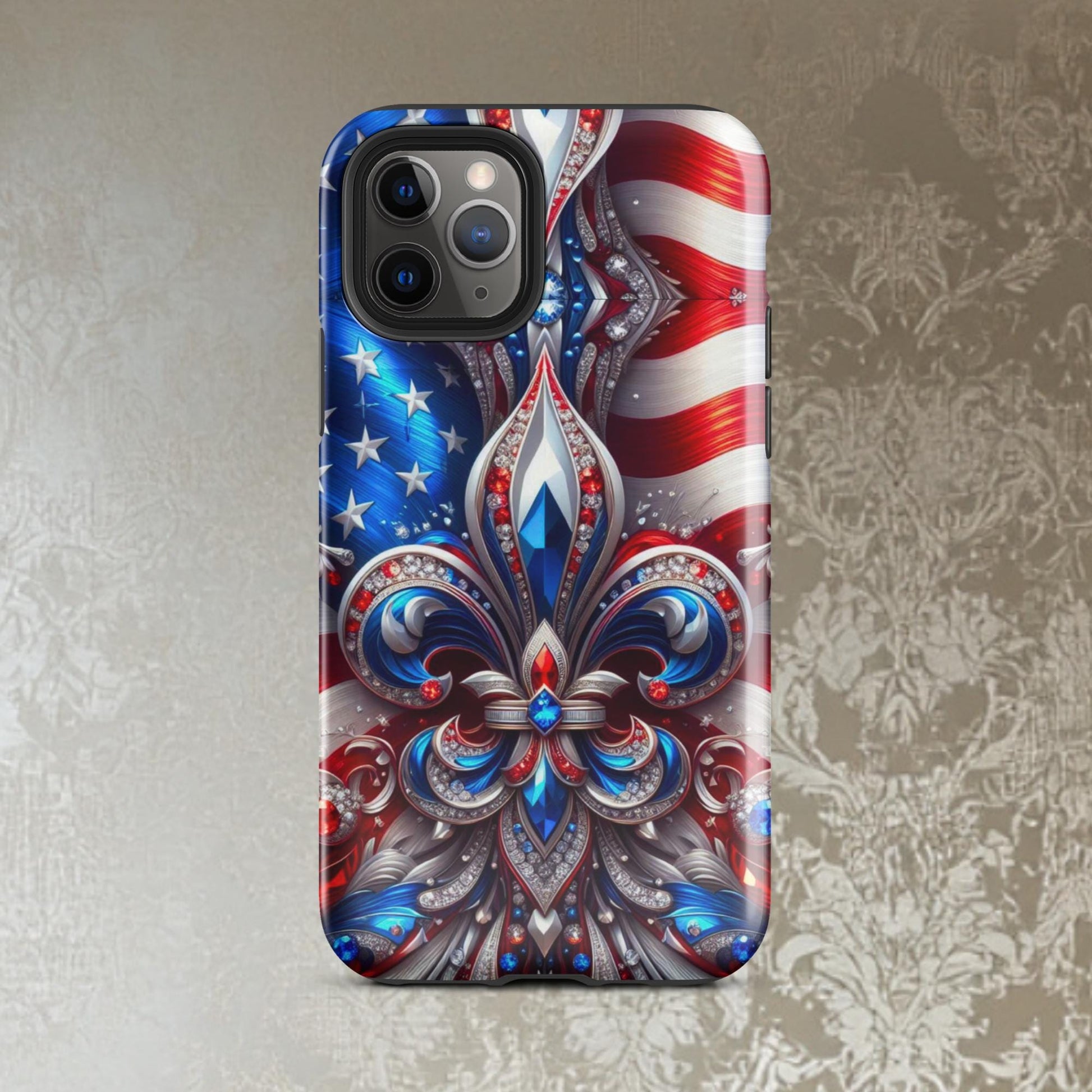 Fourth Of July iphone Case, Fleur de lis phone Case,  Red, White and Blue phone case,  Iphone Case Patriotic, Tough Case for iPhone®