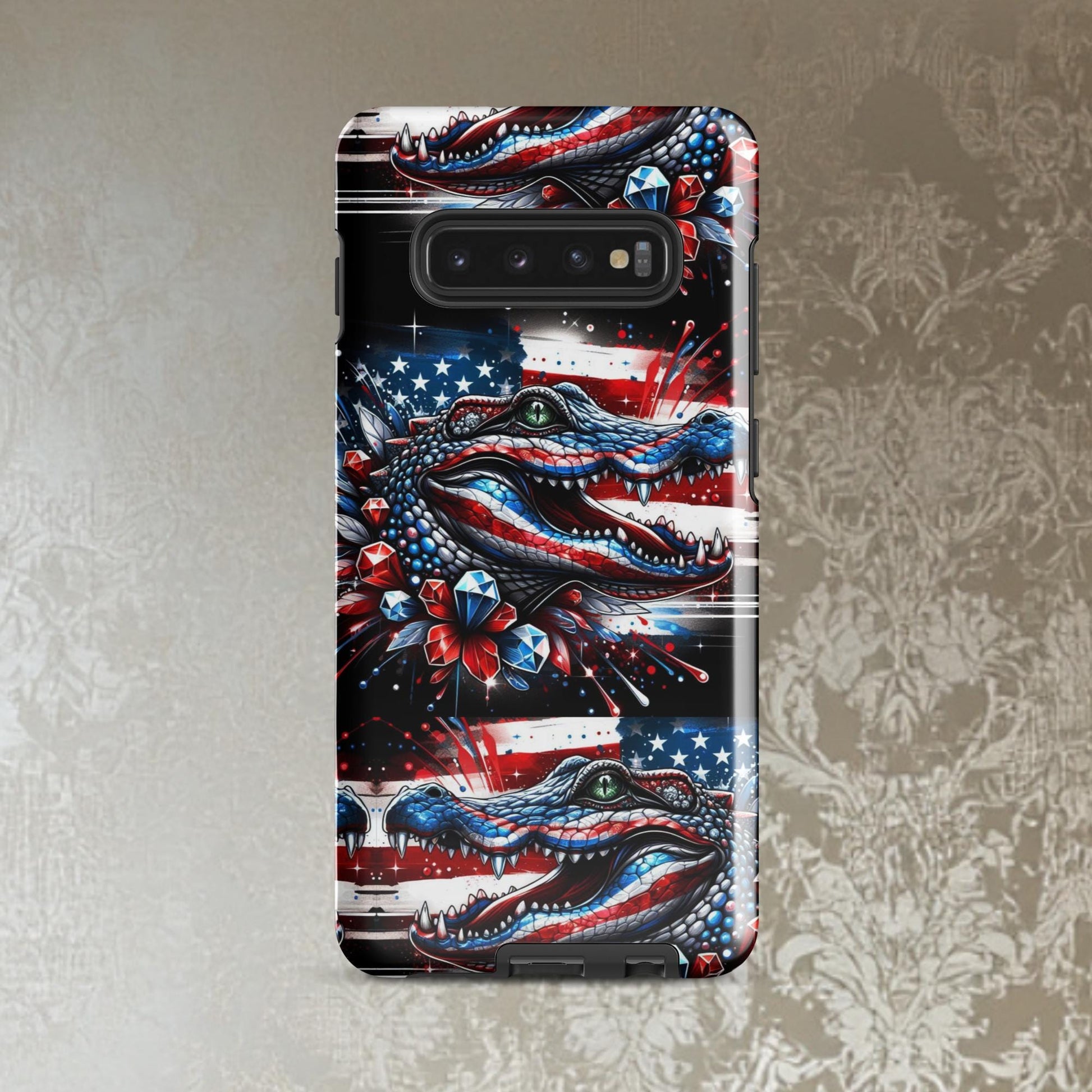Red, white and Blue phone Case, July 4th Samsung Android phone case, Alligator phone case, patriotic phone case,Tough case for Samsung®