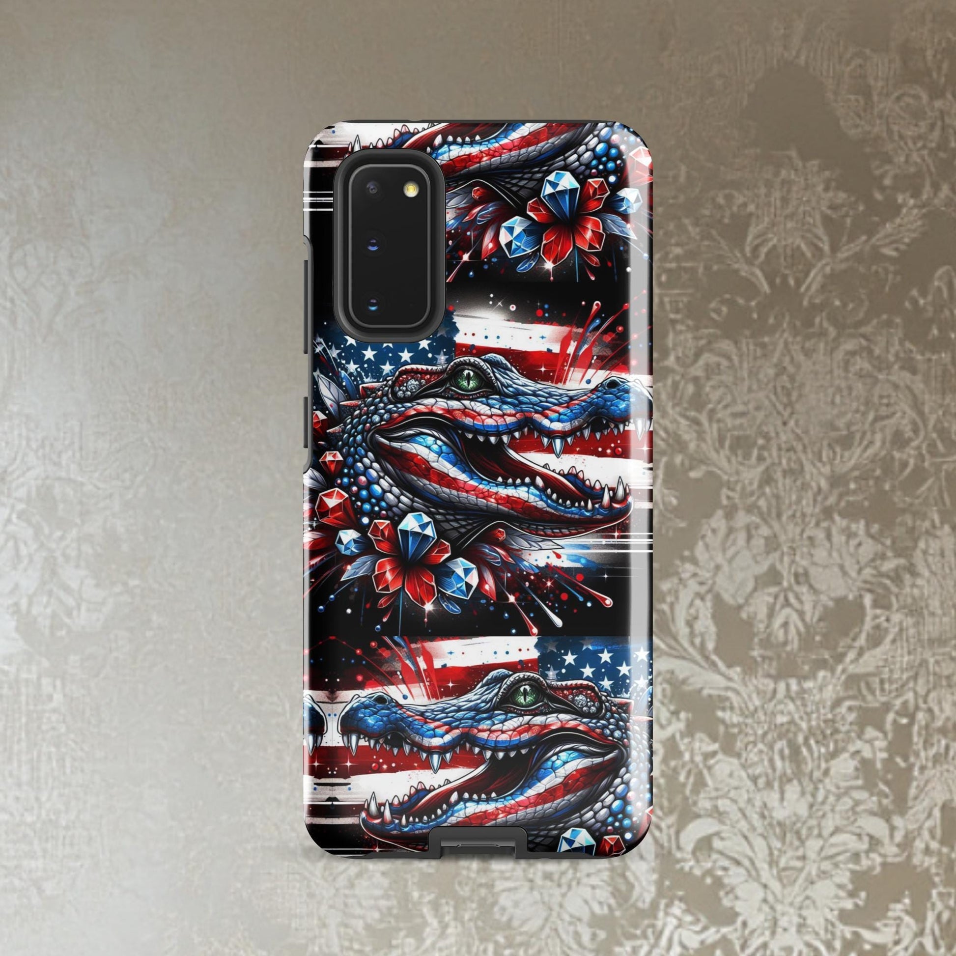 Red, white and Blue phone Case, July 4th Samsung Android phone case, Alligator phone case, patriotic phone case,Tough case for Samsung®
