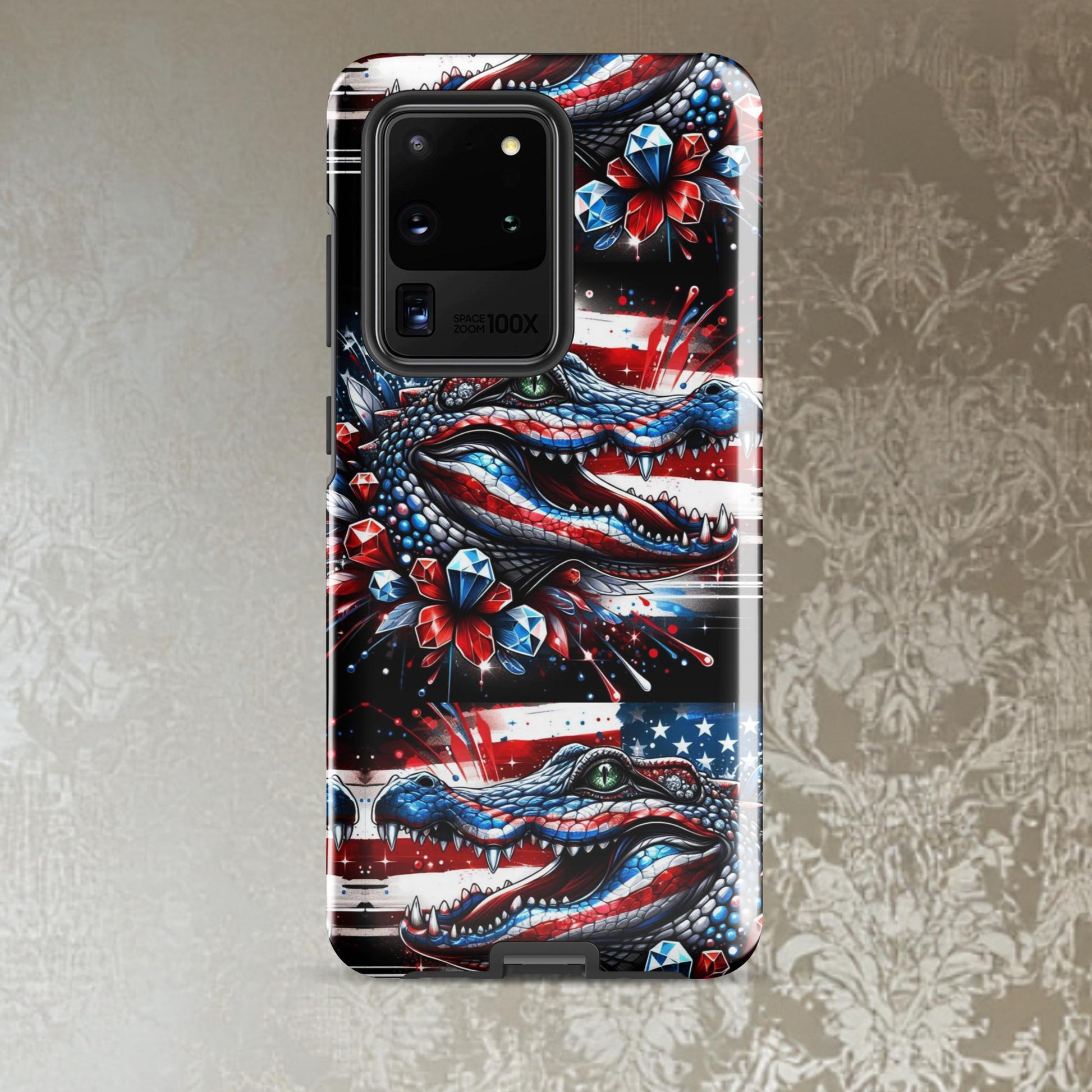 Red, white and Blue phone Case, July 4th Samsung Android phone case, Alligator phone case, patriotic phone case,Tough case for Samsung®