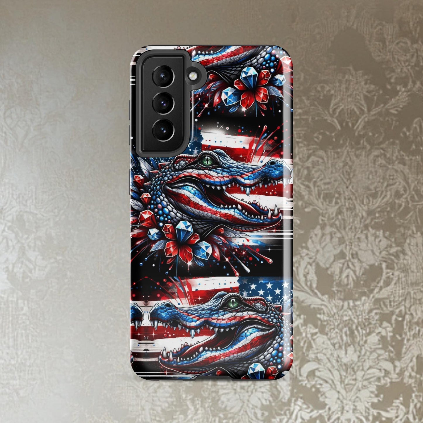 Red, white and Blue phone Case, July 4th Samsung Android phone case, Alligator phone case, patriotic phone case,Tough case for Samsung®