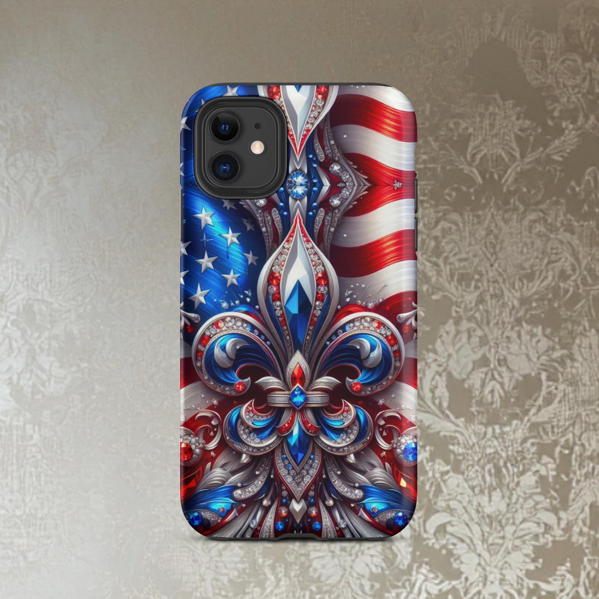 Fourth Of July iphone Case, Fleur de lis phone Case,  Red, White and Blue phone case,  Iphone Case Patriotic, Tough Case for iPhone®
