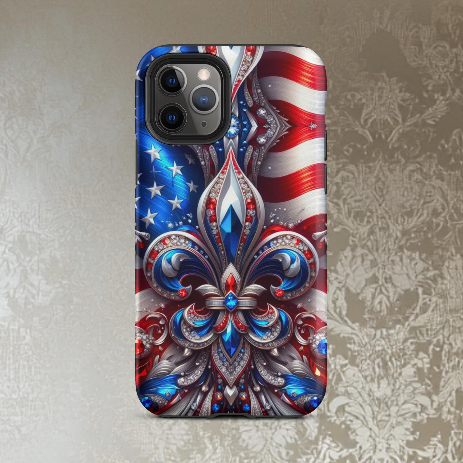 Fourth Of July iphone Case, Fleur de lis phone Case,  Red, White and Blue phone case,  Iphone Case Patriotic, Tough Case for iPhone®