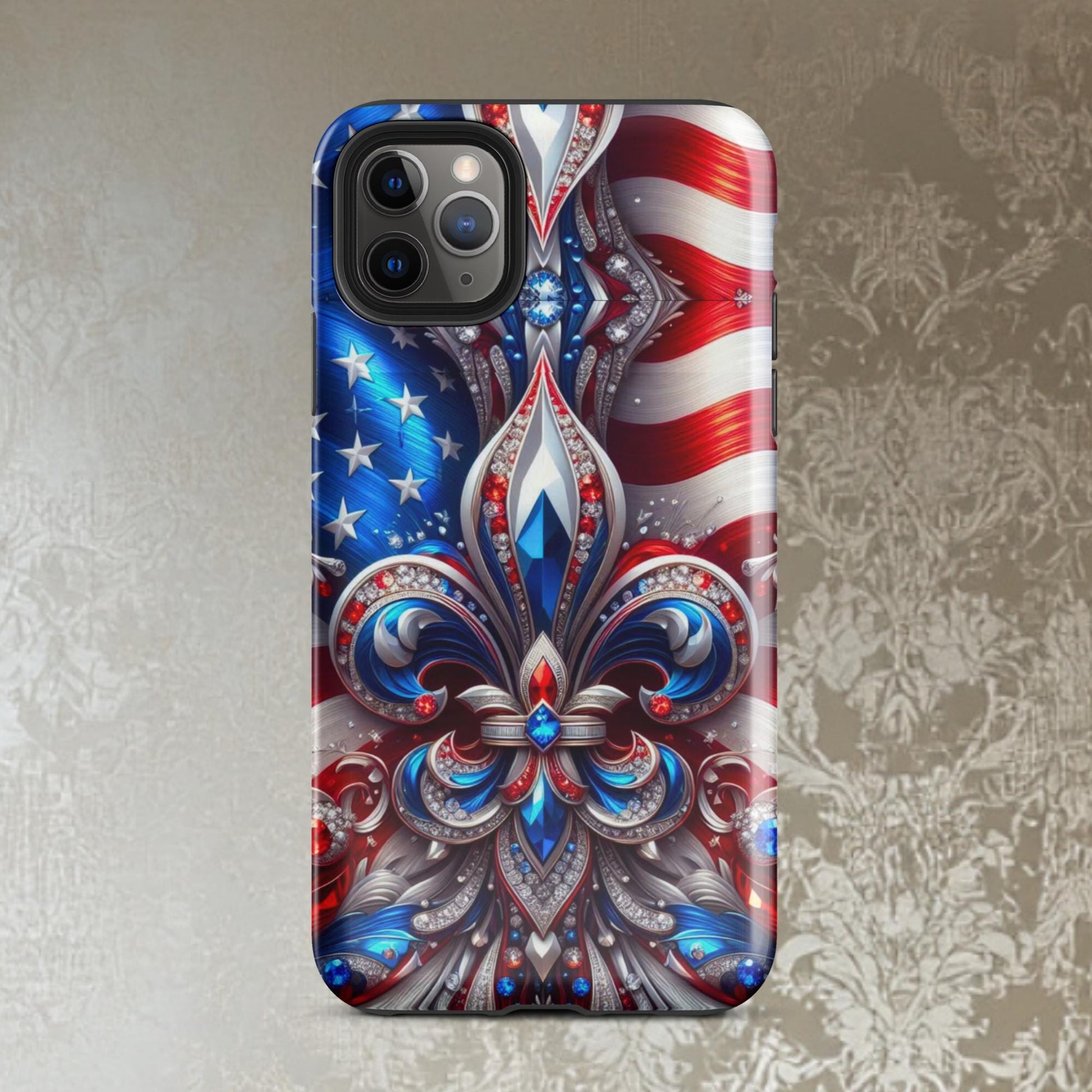 Fourth Of July iphone Case, Fleur de lis phone Case,  Red, White and Blue phone case,  Iphone Case Patriotic, Tough Case for iPhone®