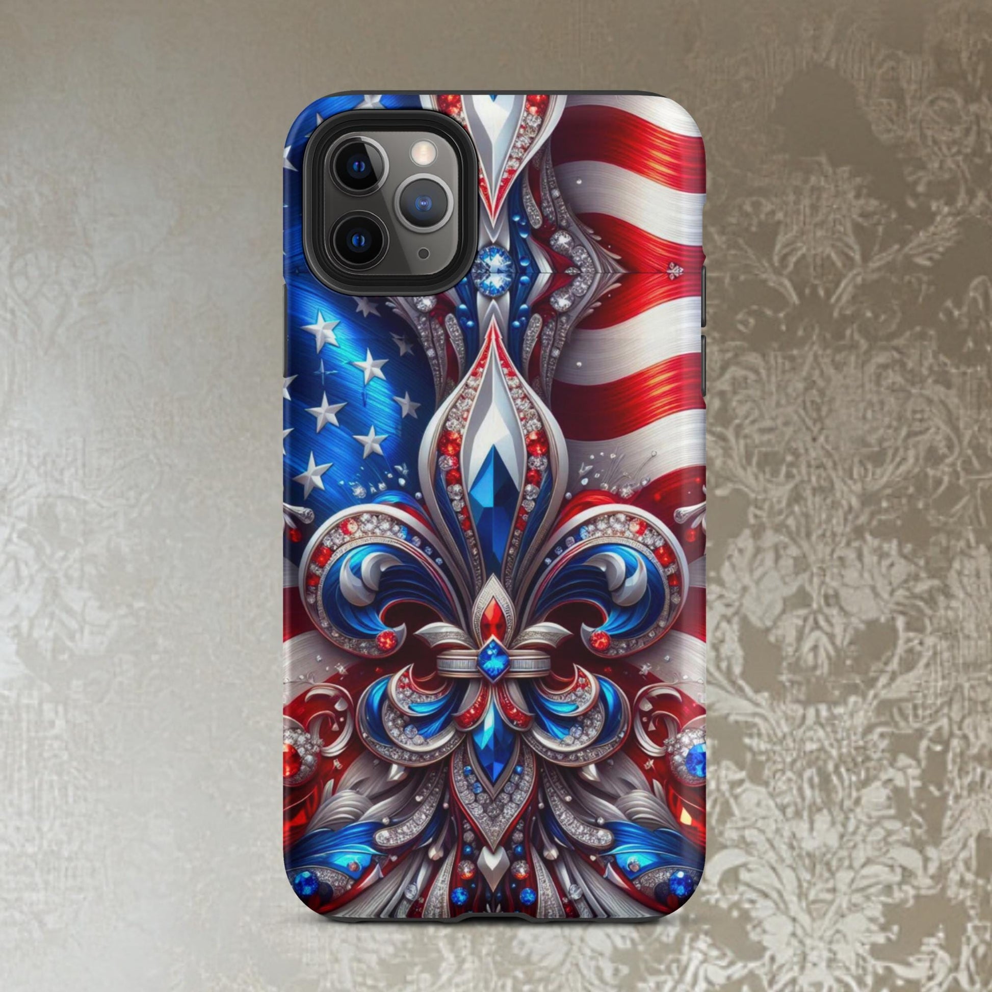 Fourth Of July iphone Case, Fleur de lis phone Case,  Red, White and Blue phone case,  Iphone Case Patriotic, Tough Case for iPhone®