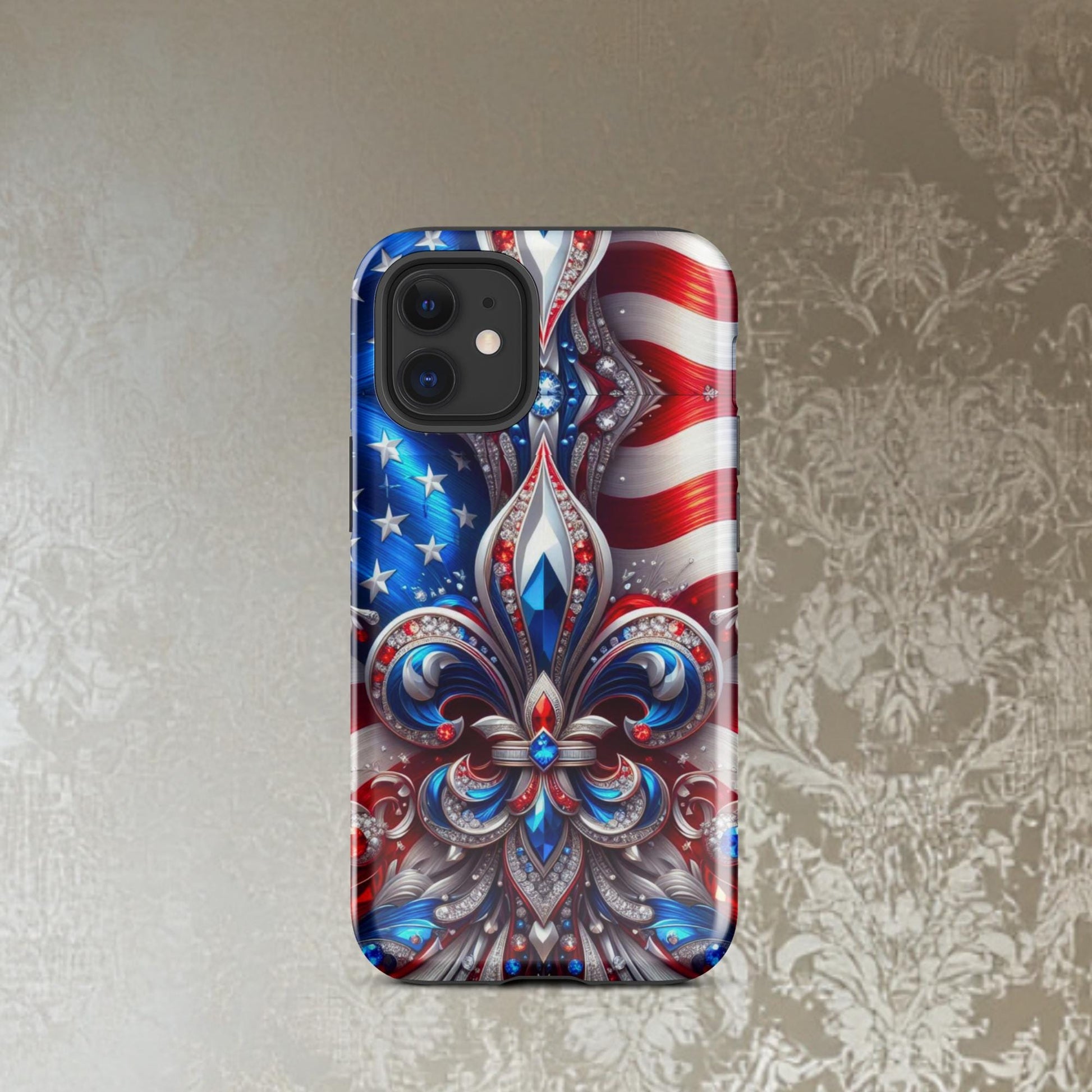 Fourth Of July iphone Case, Fleur de lis phone Case,  Red, White and Blue phone case,  Iphone Case Patriotic, Tough Case for iPhone®