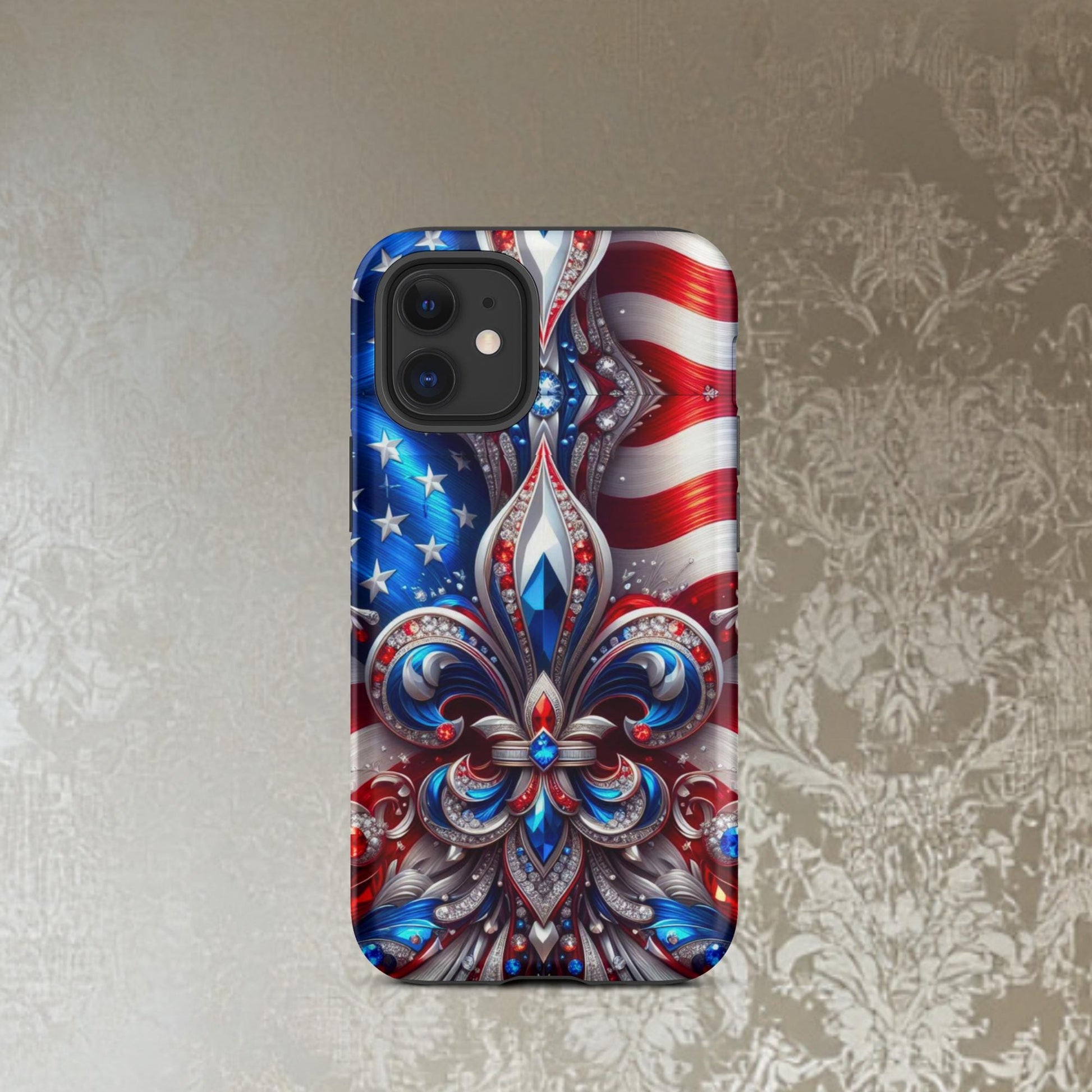 Fourth Of July iphone Case, Fleur de lis phone Case,  Red, White and Blue phone case,  Iphone Case Patriotic, Tough Case for iPhone®