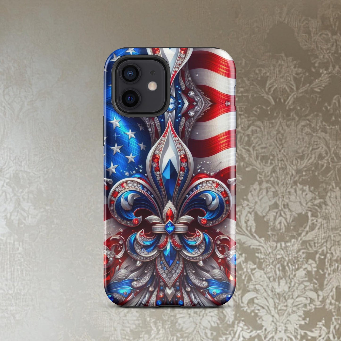 Fourth Of July iphone Case, Fleur de lis phone Case,  Red, White and Blue phone case,  Iphone Case Patriotic, Tough Case for iPhone®
