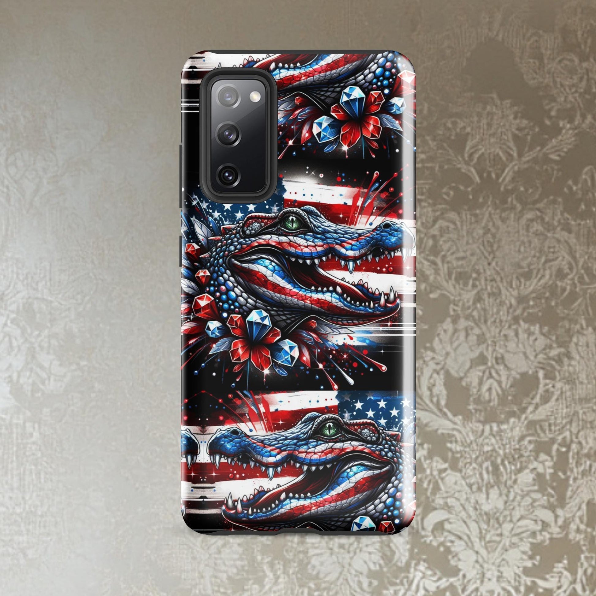 Red, white and Blue phone Case, July 4th Samsung Android phone case, Alligator phone case, patriotic phone case,Tough case for Samsung®