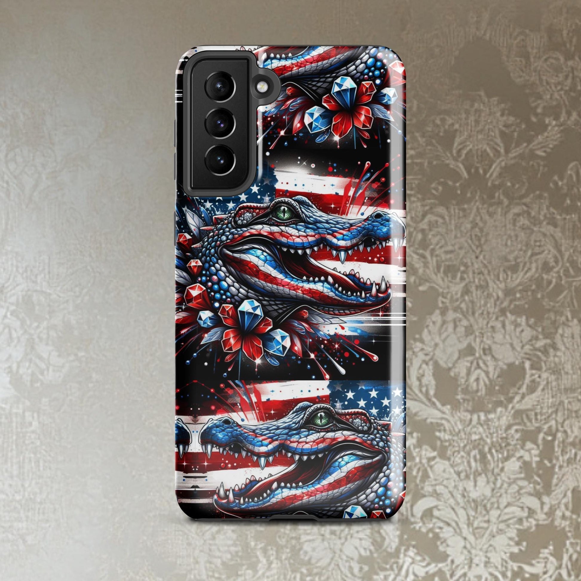 Red, white and Blue phone Case, July 4th Samsung Android phone case, Alligator phone case, patriotic phone case,Tough case for Samsung®